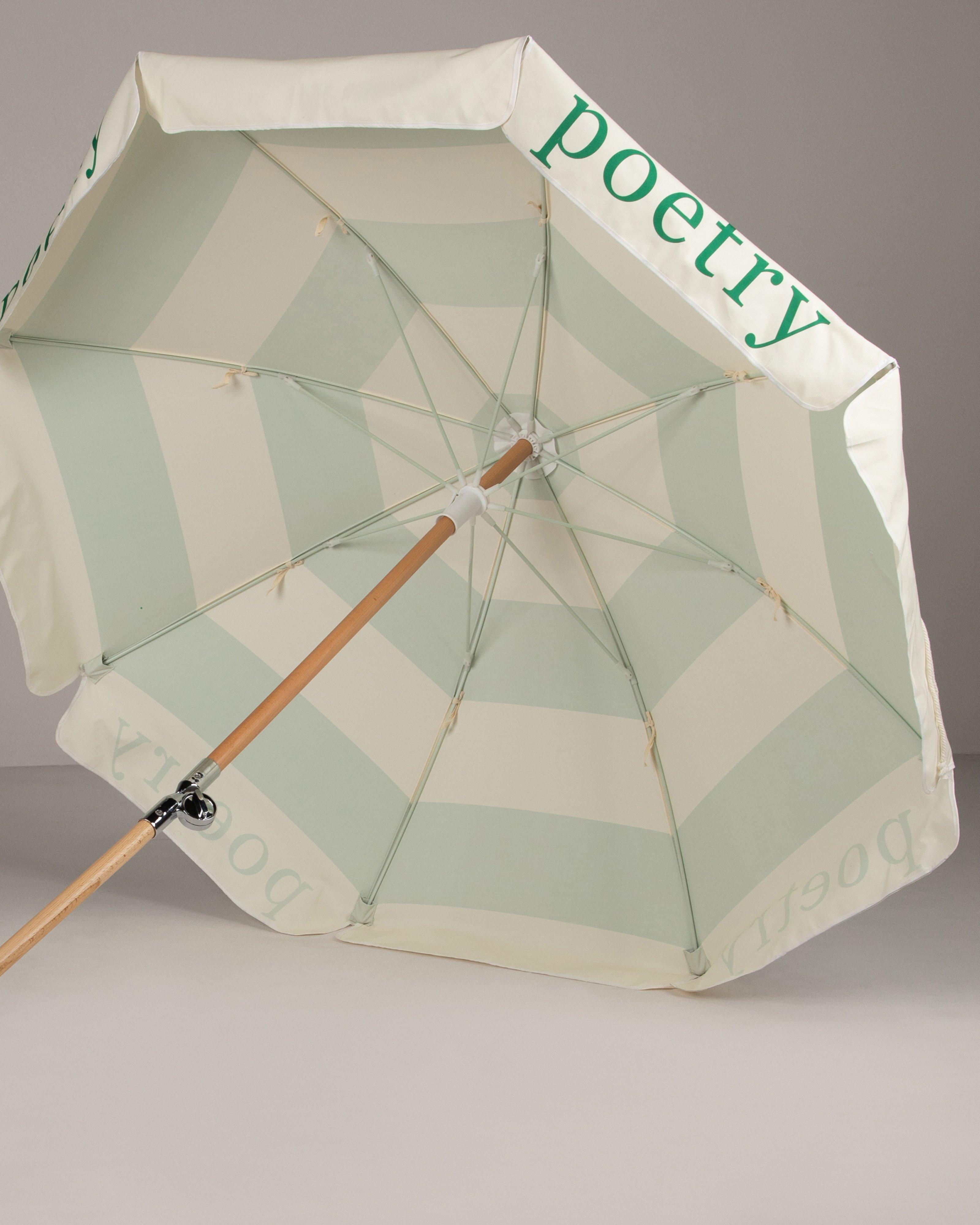 Riviera Stripe Beach Umbrella -  Green