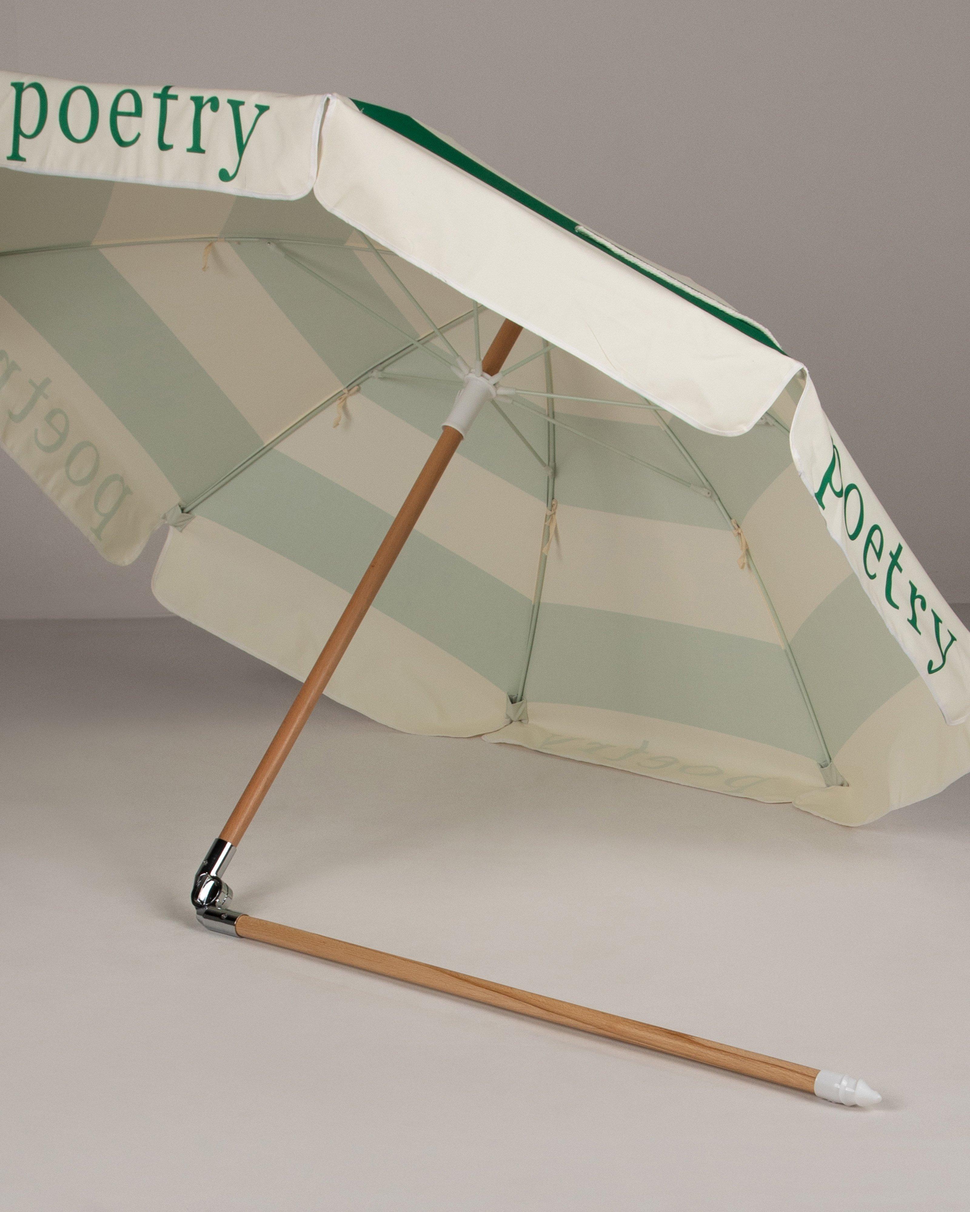 Riviera Stripe Beach Umbrella -  Green