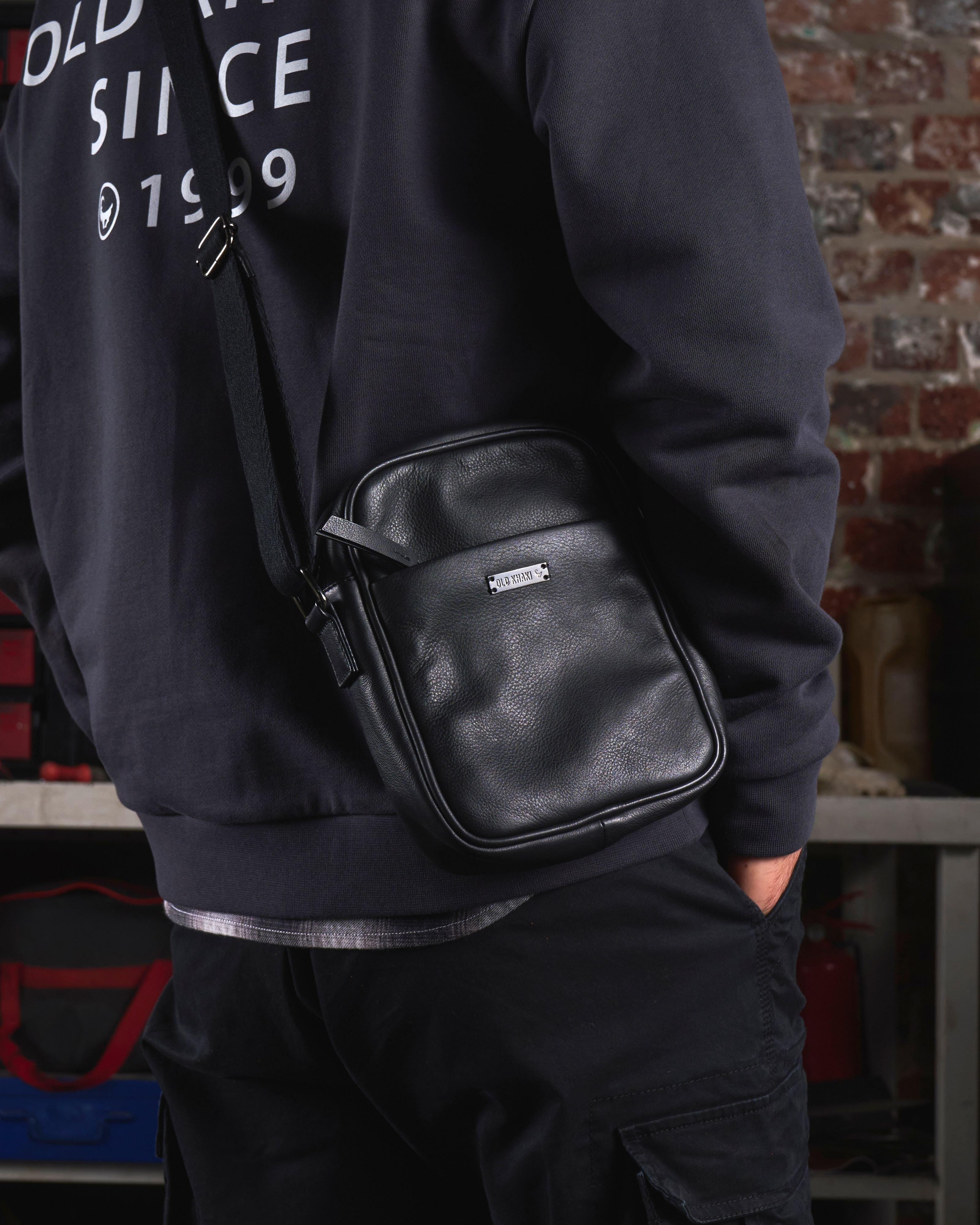 Men’s Landon Leather Crossbody Bag  -  Black