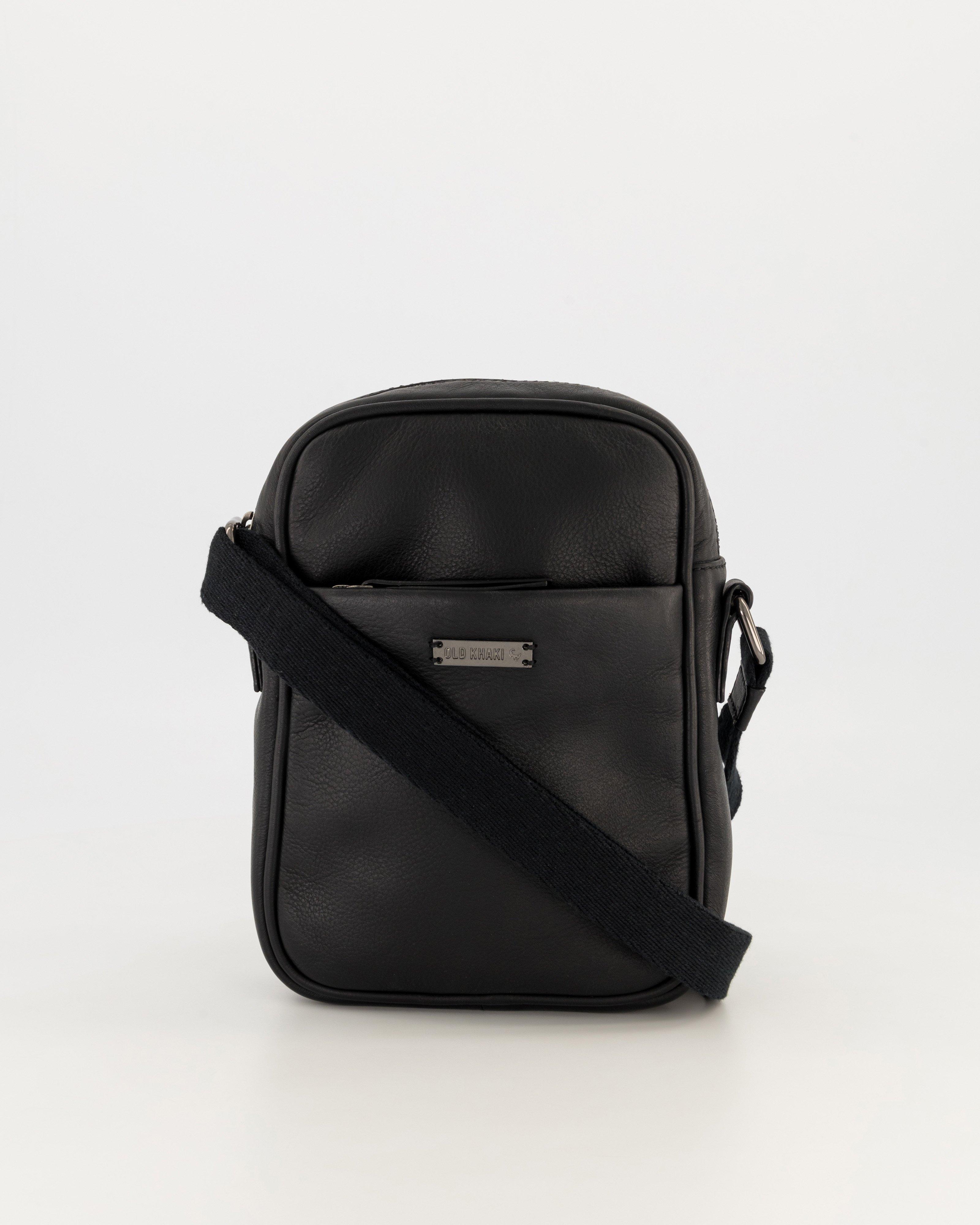 Men’s Landon Leather Crossbody Bag  -  Black