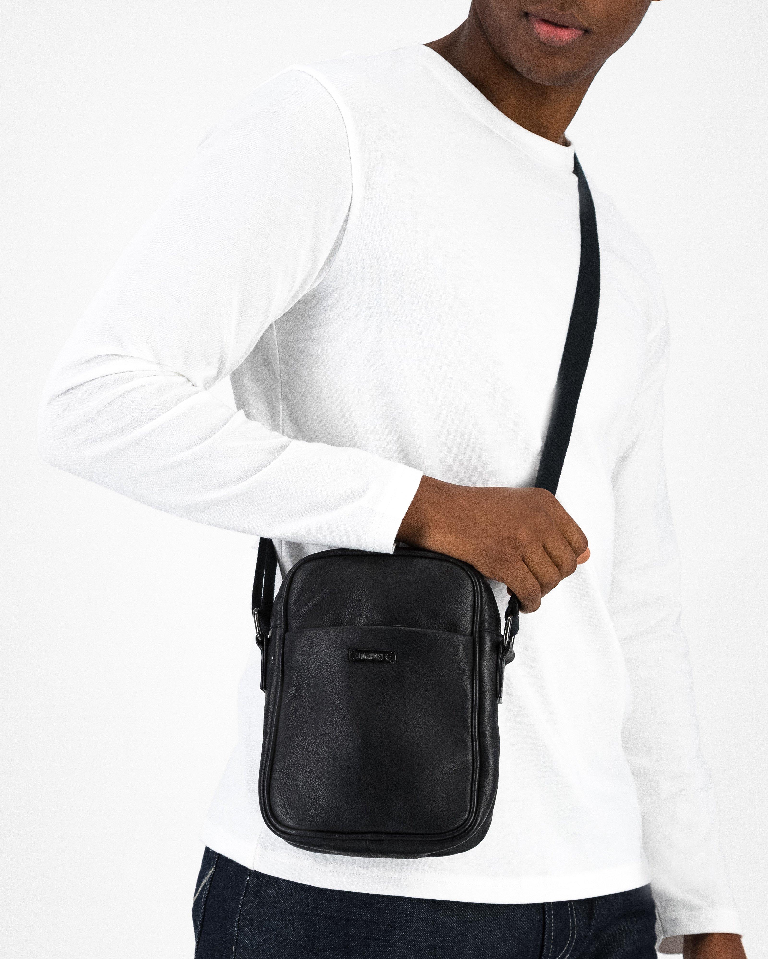 Men’s Landon Leather Crossbody Bag  -  Black