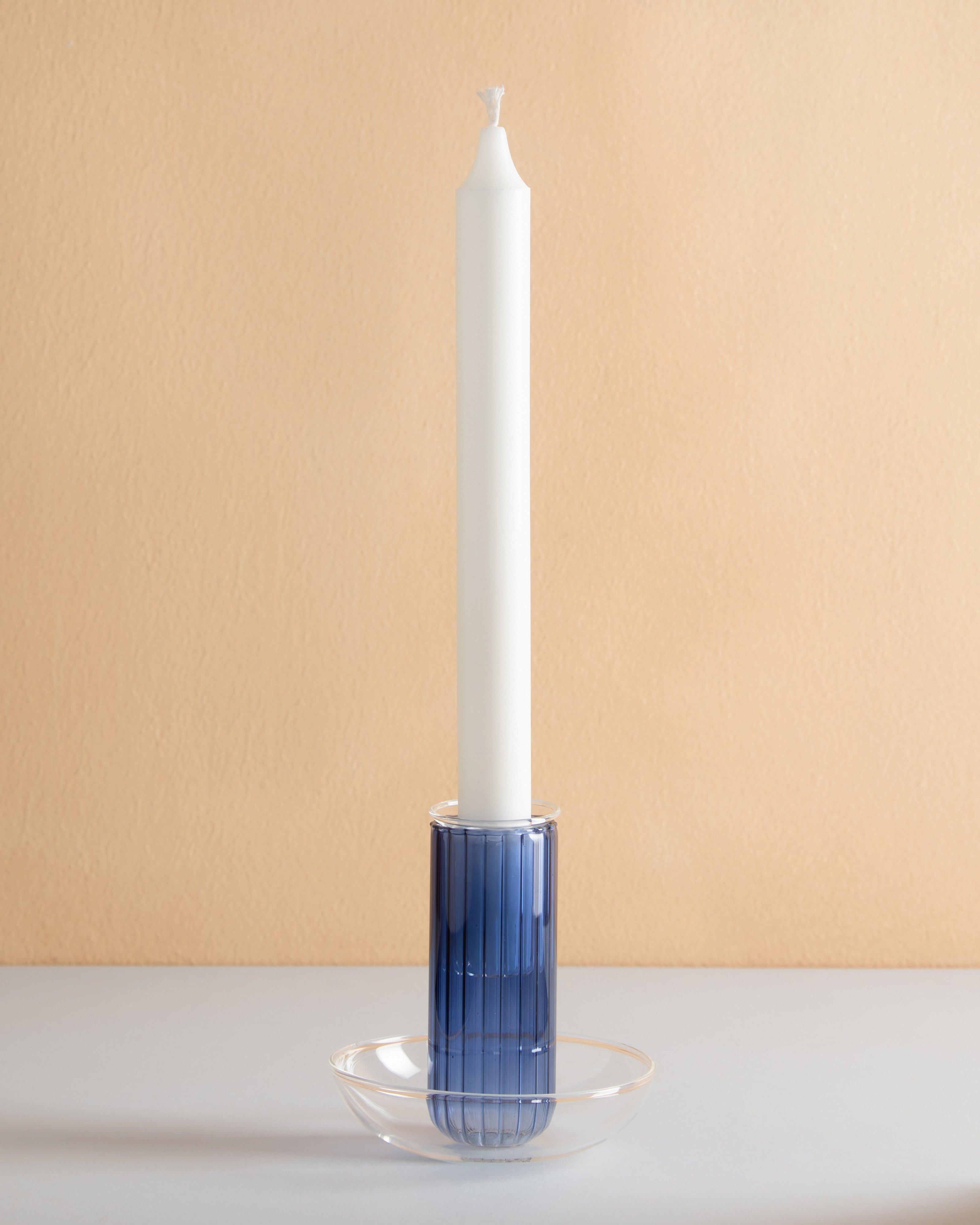 Blue & Clear Short Glass Candle Stand -  Assorted