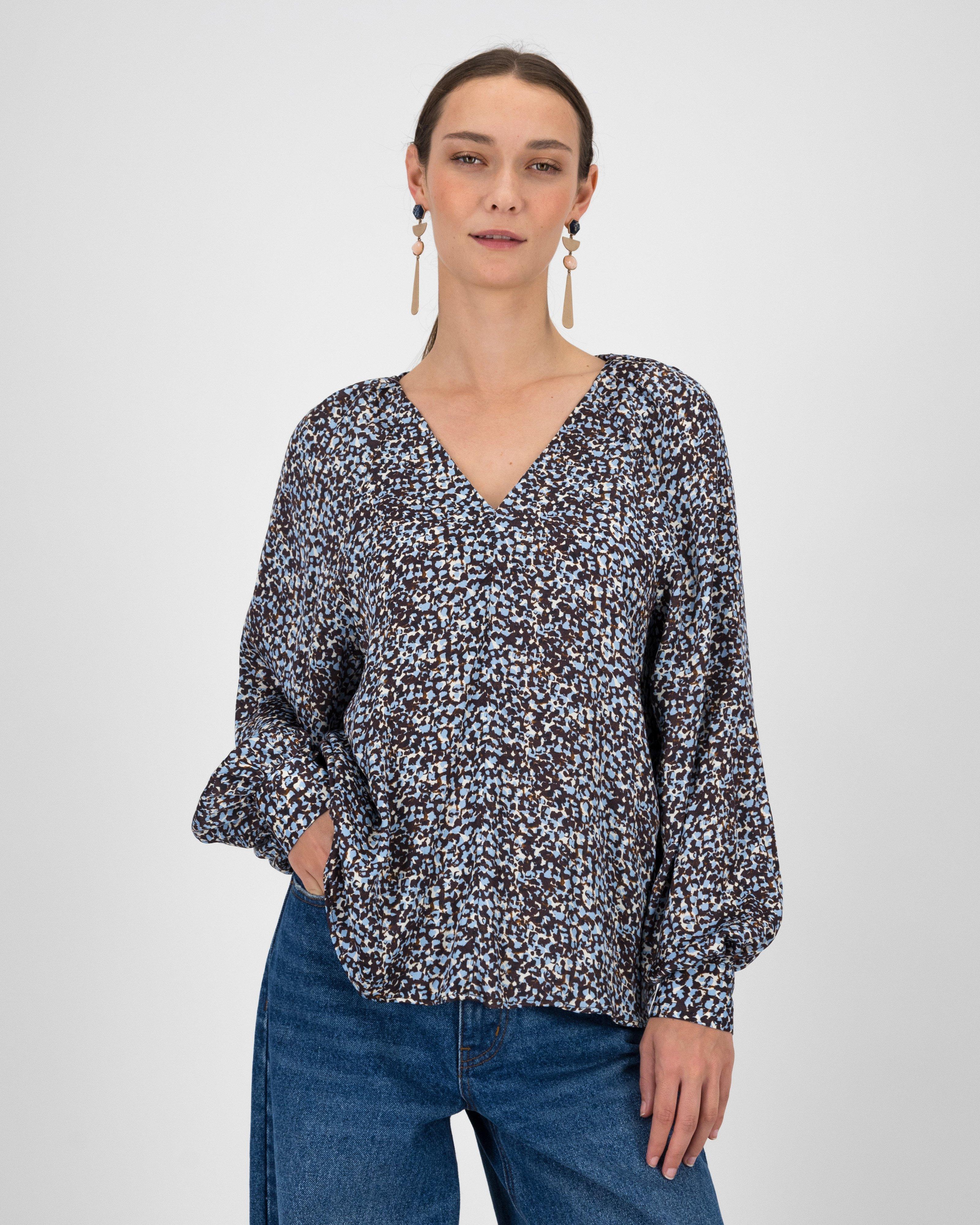 Amari Printed Blouse -  Brown