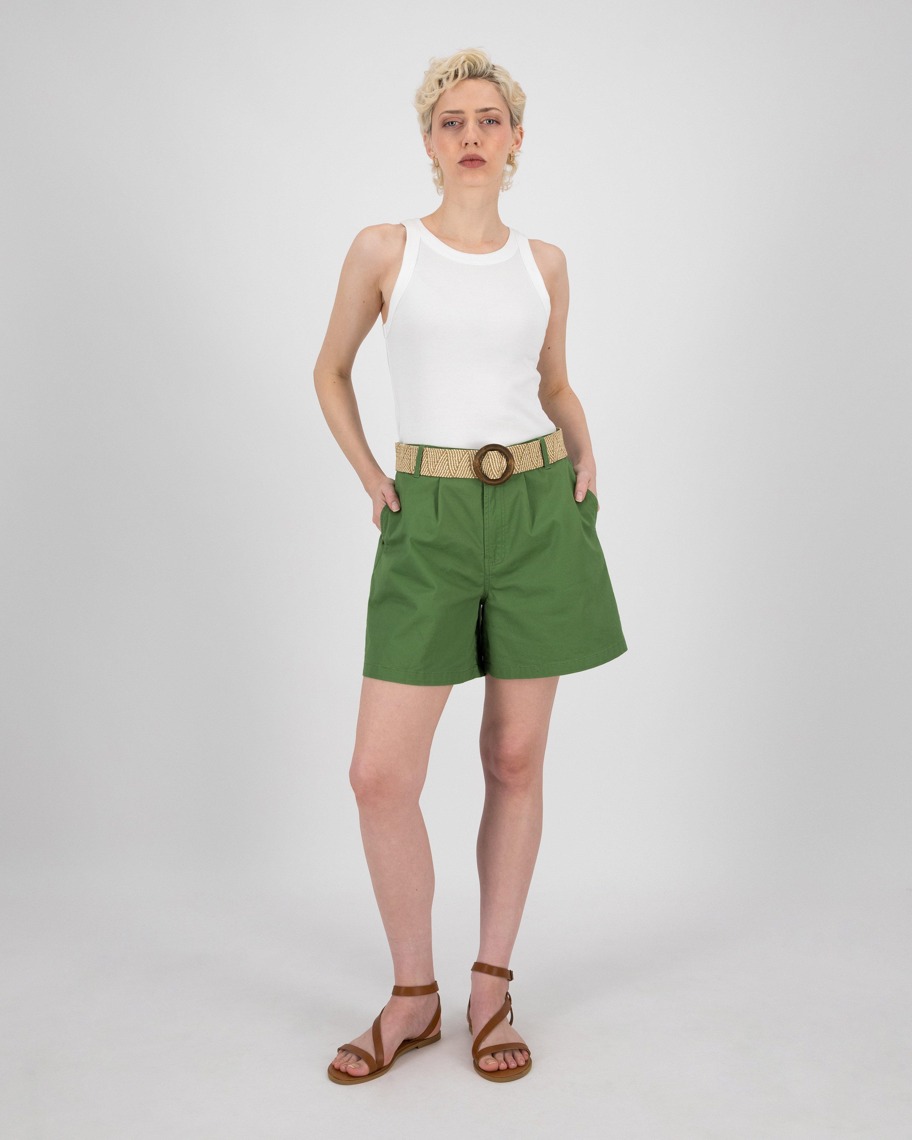 Women’s Cass Belted Shorts  -  Olive