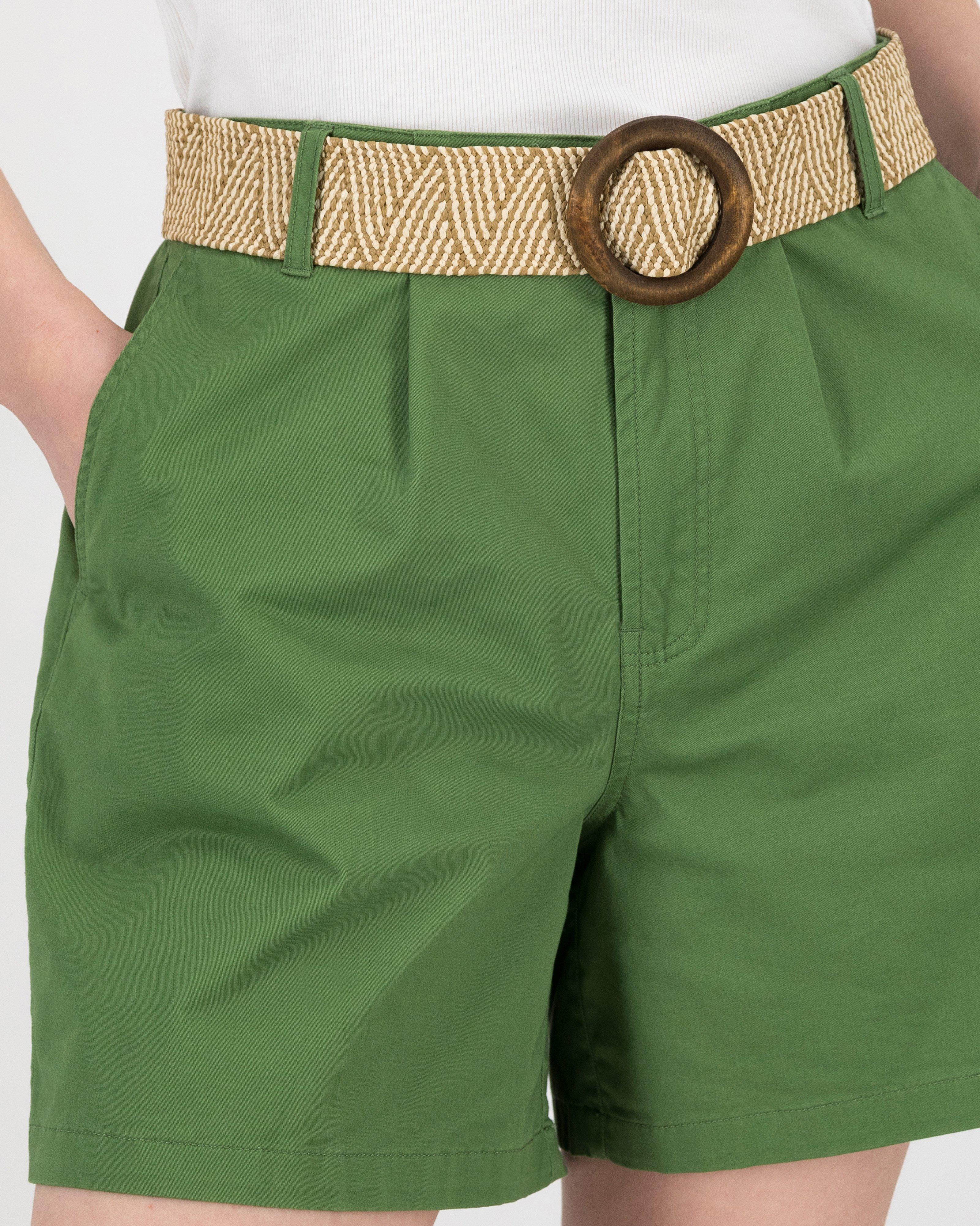 Women’s Cass Belted Shorts  -  Olive