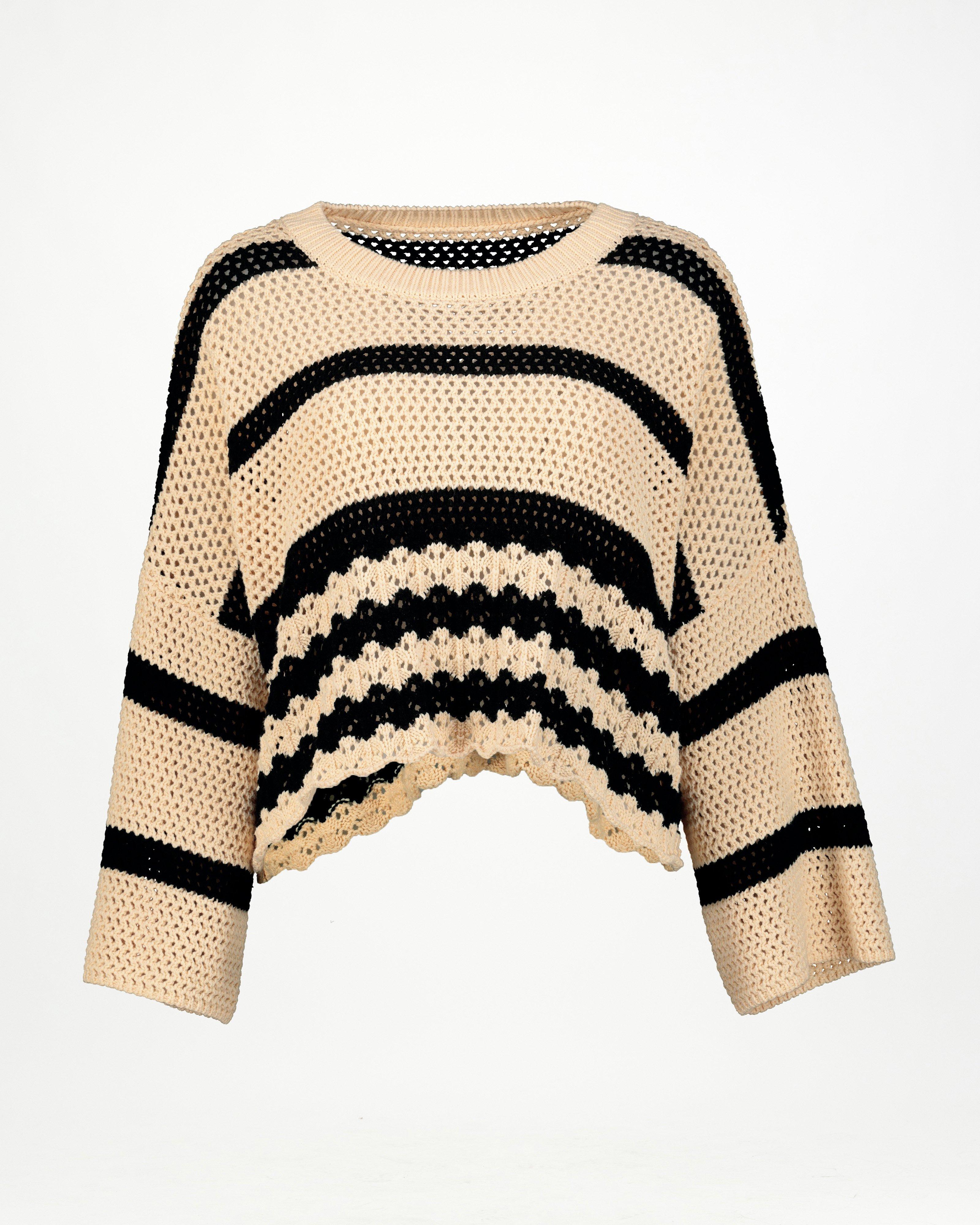 Women’s Ellery Stripe Crochet Jumper  -  Milk