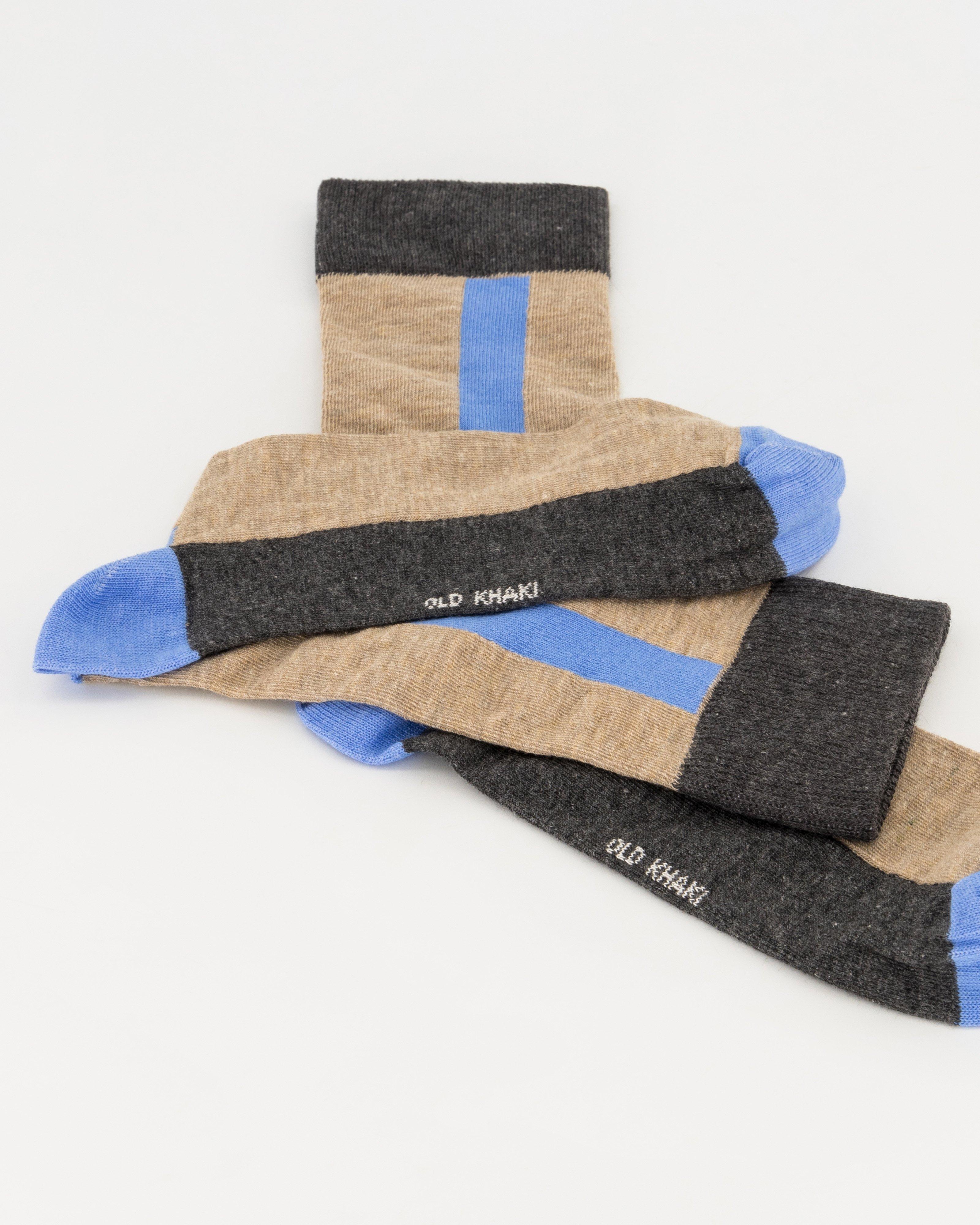 Men’s Kirish Blocked Stripe Socks -  Stone