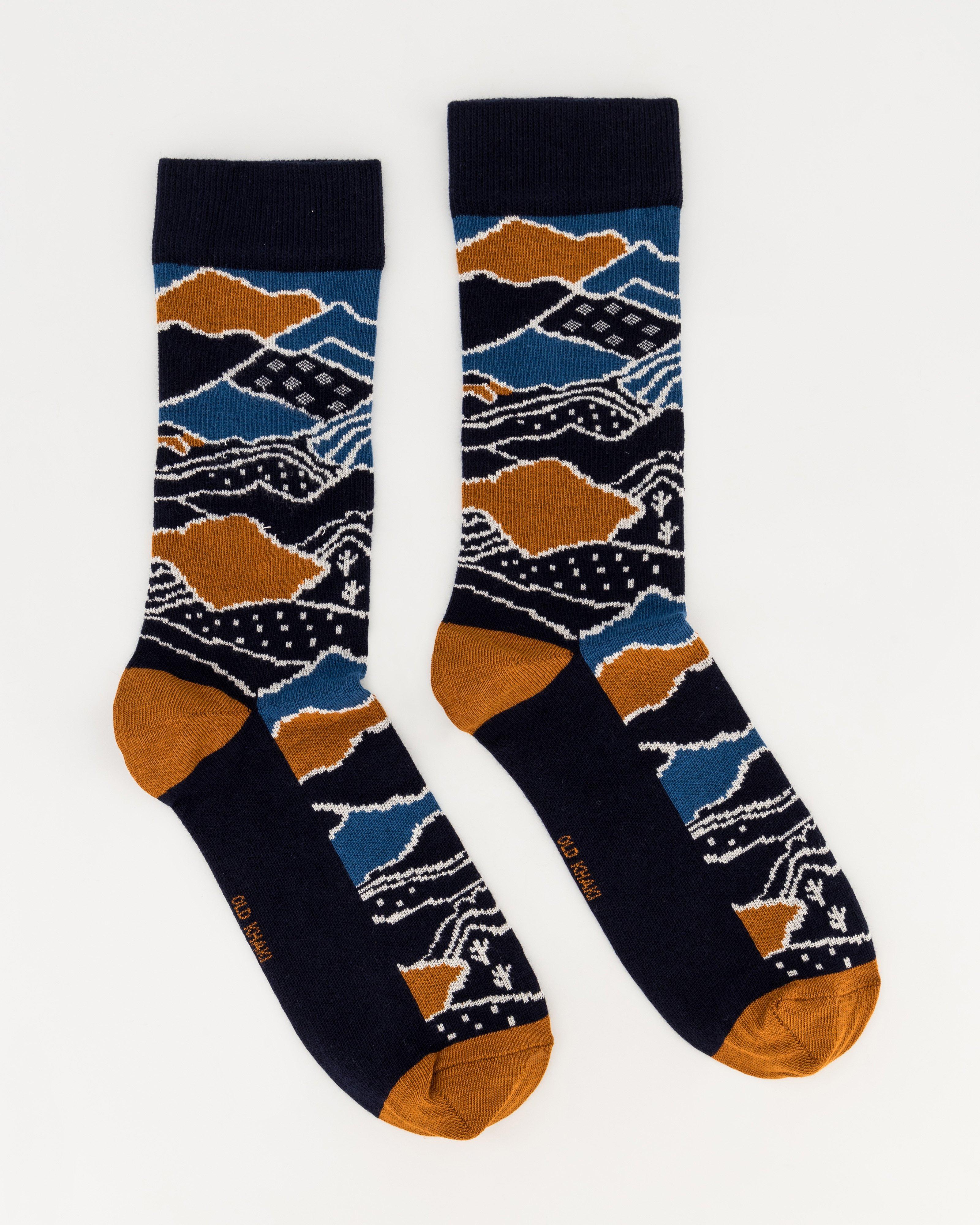 Men’s Menko Mountain Print Socks -  Blue