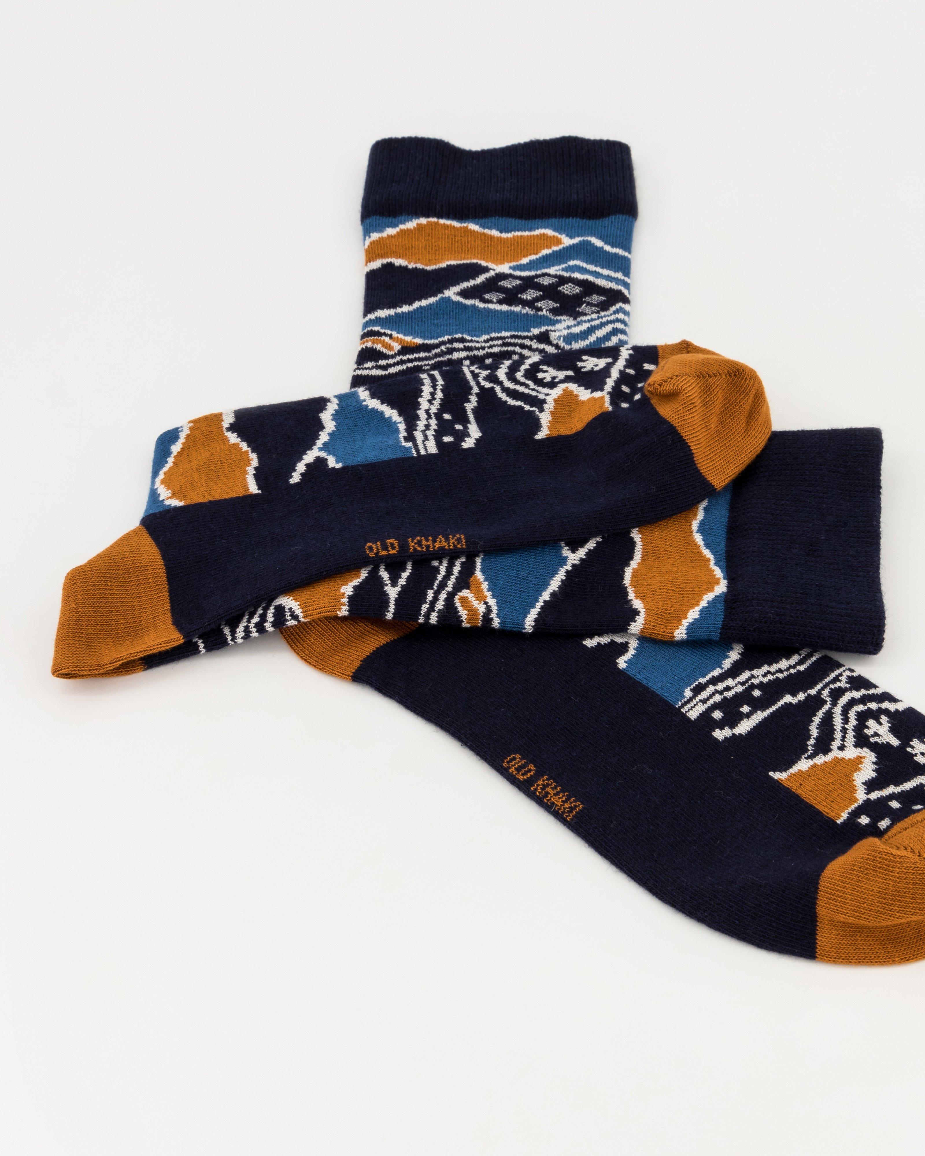 Men’s Menko Mountain Print Socks -  Blue
