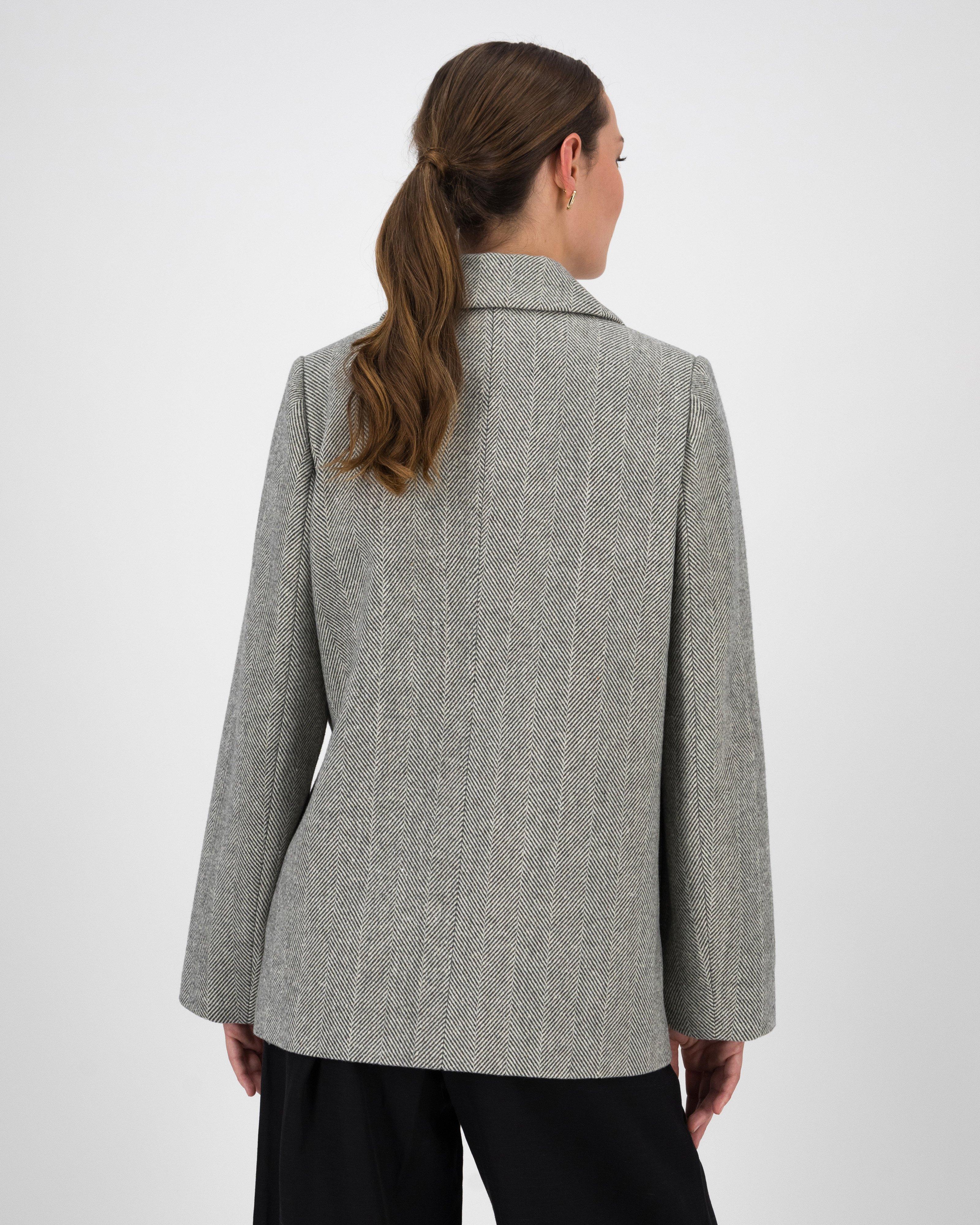 Skylar Tweed Double-Breasted Jacket -  Grey