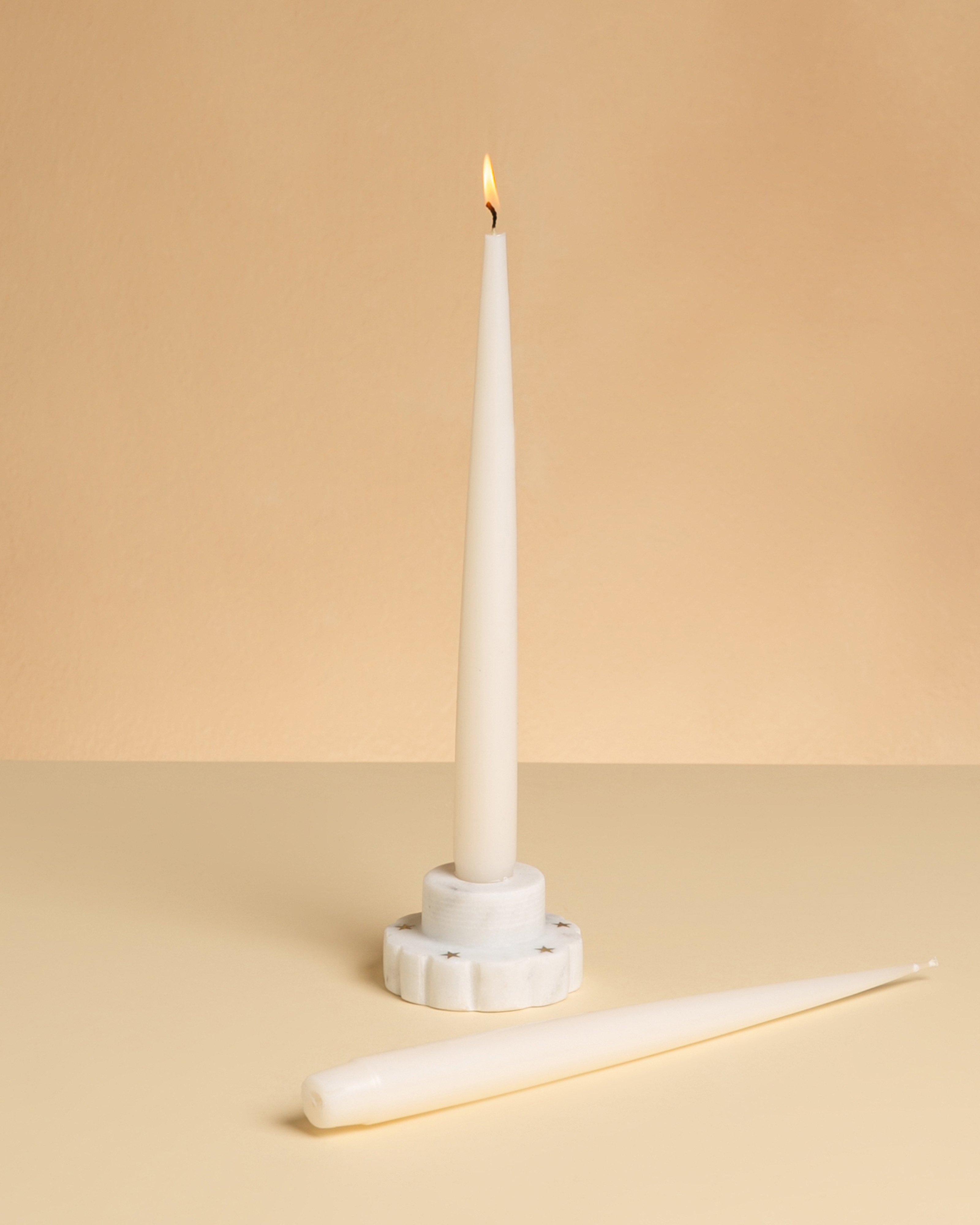 Festive Marble Starry Night Candle Stand -  White