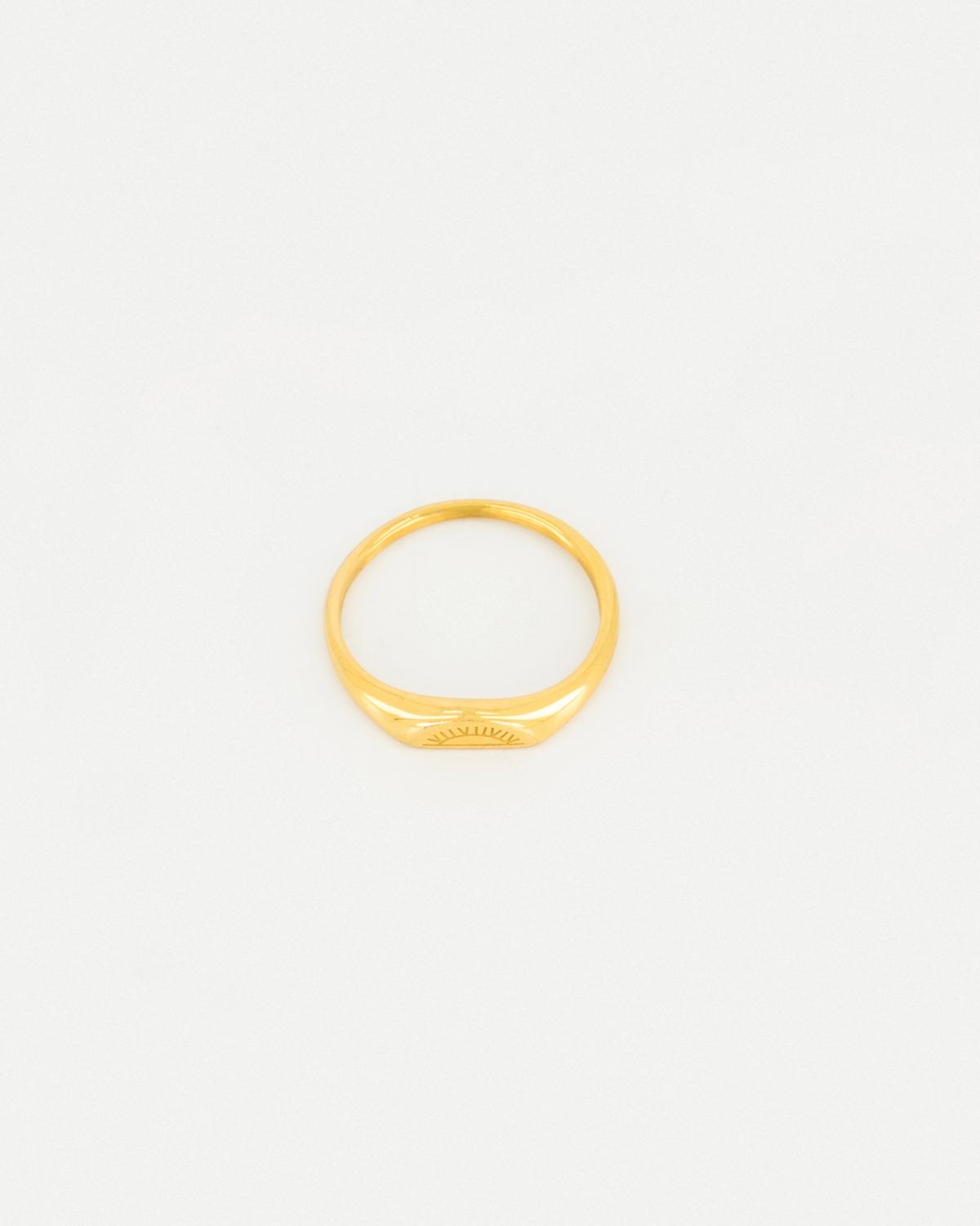Old Khaki x byCara Sun Thin Signet Ring  -  Gold