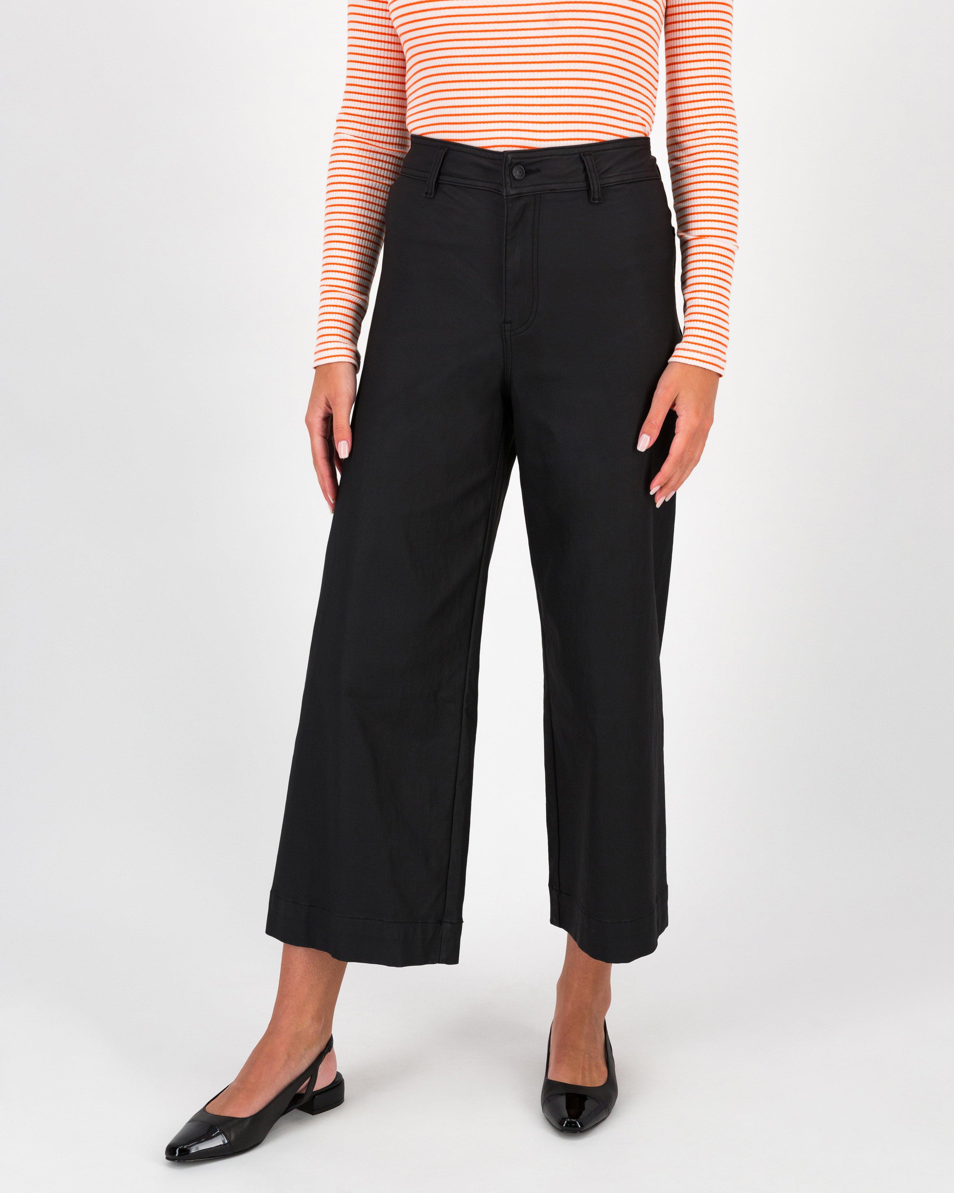 Reign Coated Wide Leg Denim -  Black