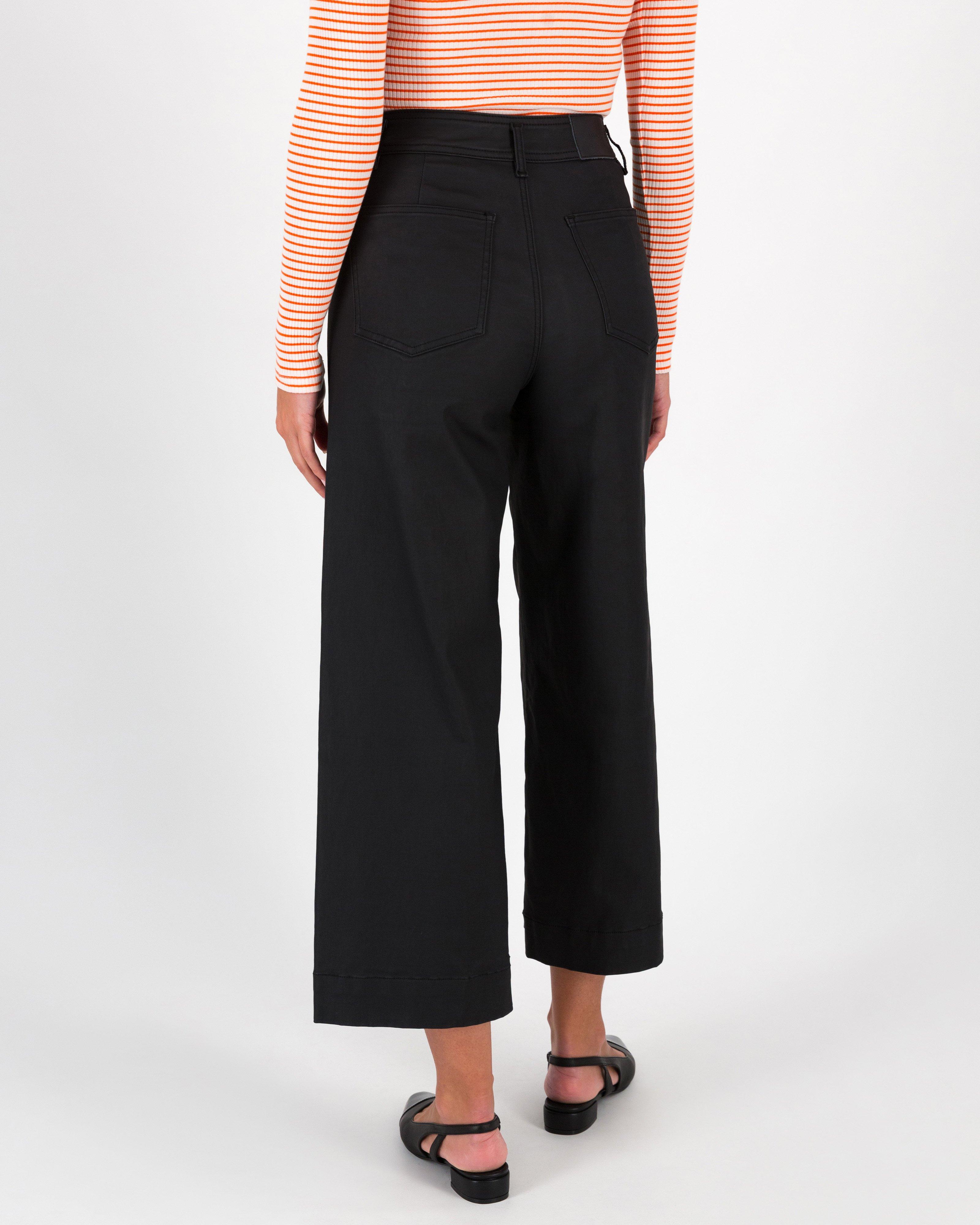 Reign Coated Wide Leg Denim -  Black