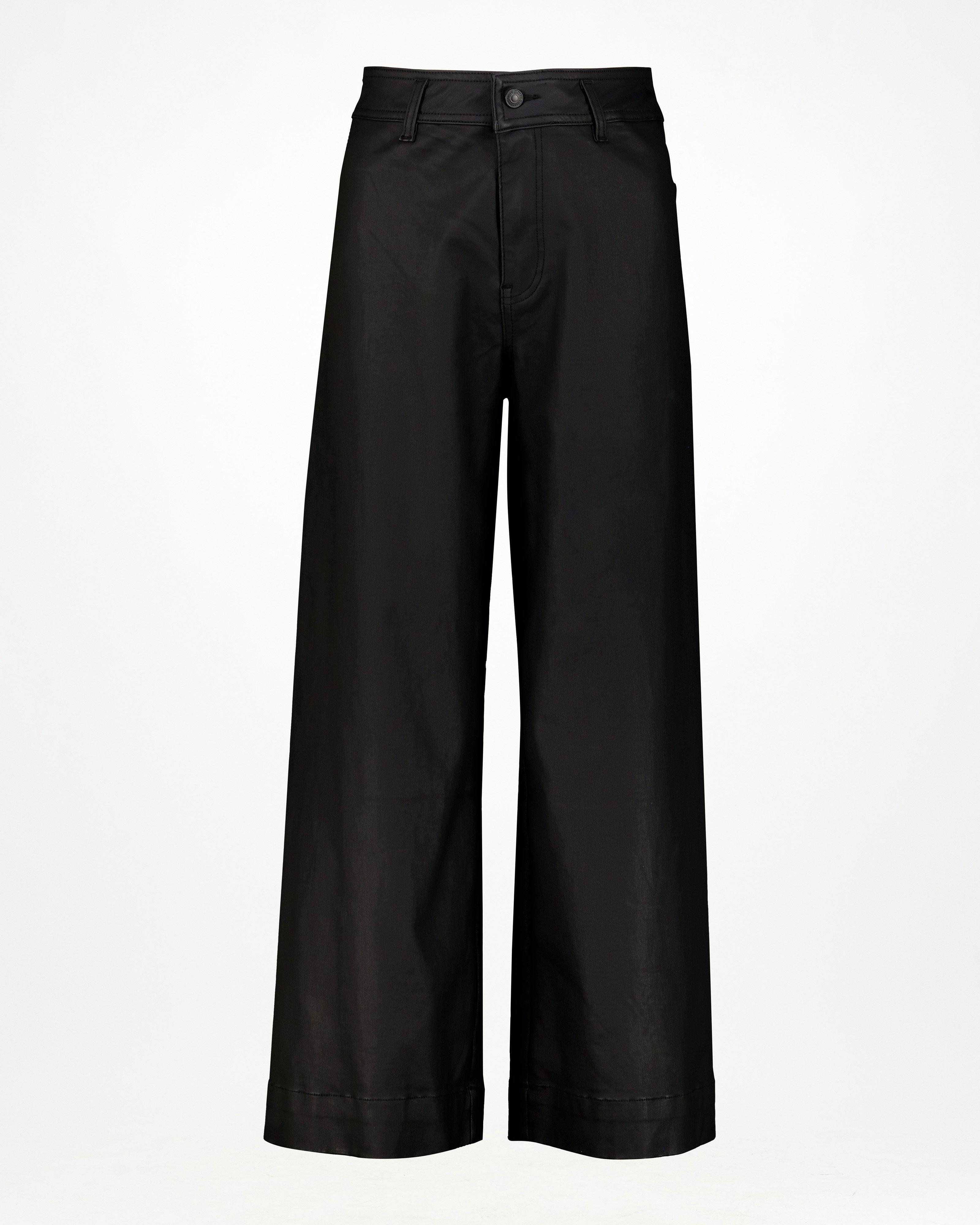 Reign Coated Wide Leg Denim -  Black