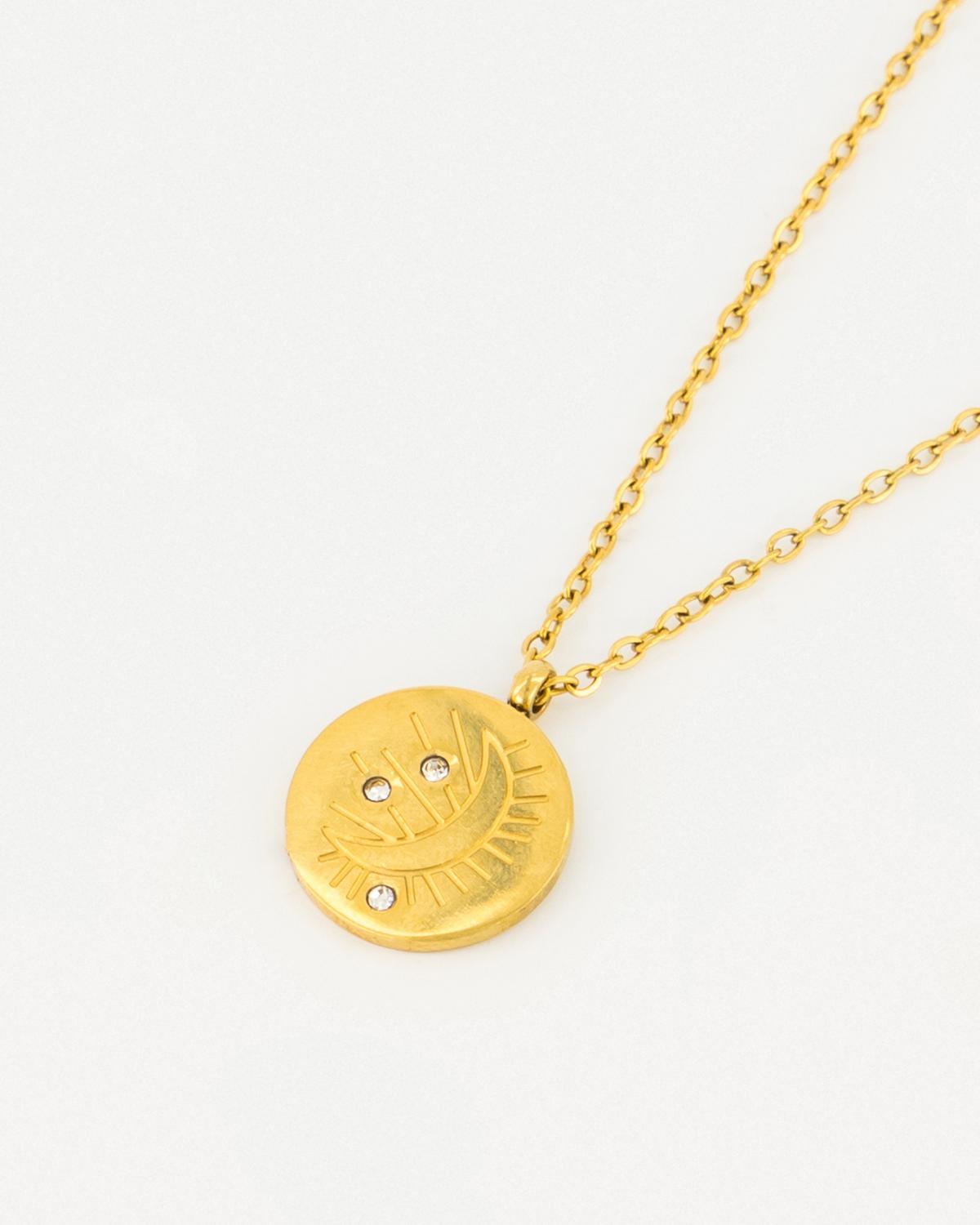 Old Khaki x byCara Women’s Round Moon Pendant Necklace -  Gold