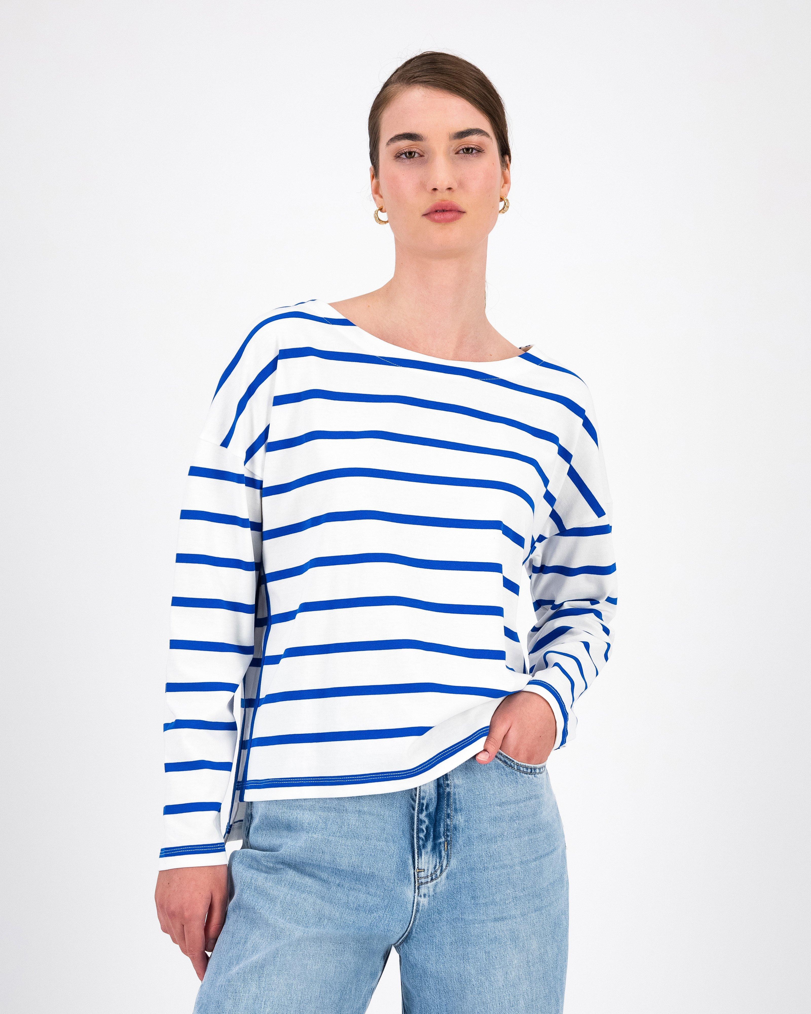 Clover Boatneck Stripe Top -  Blue