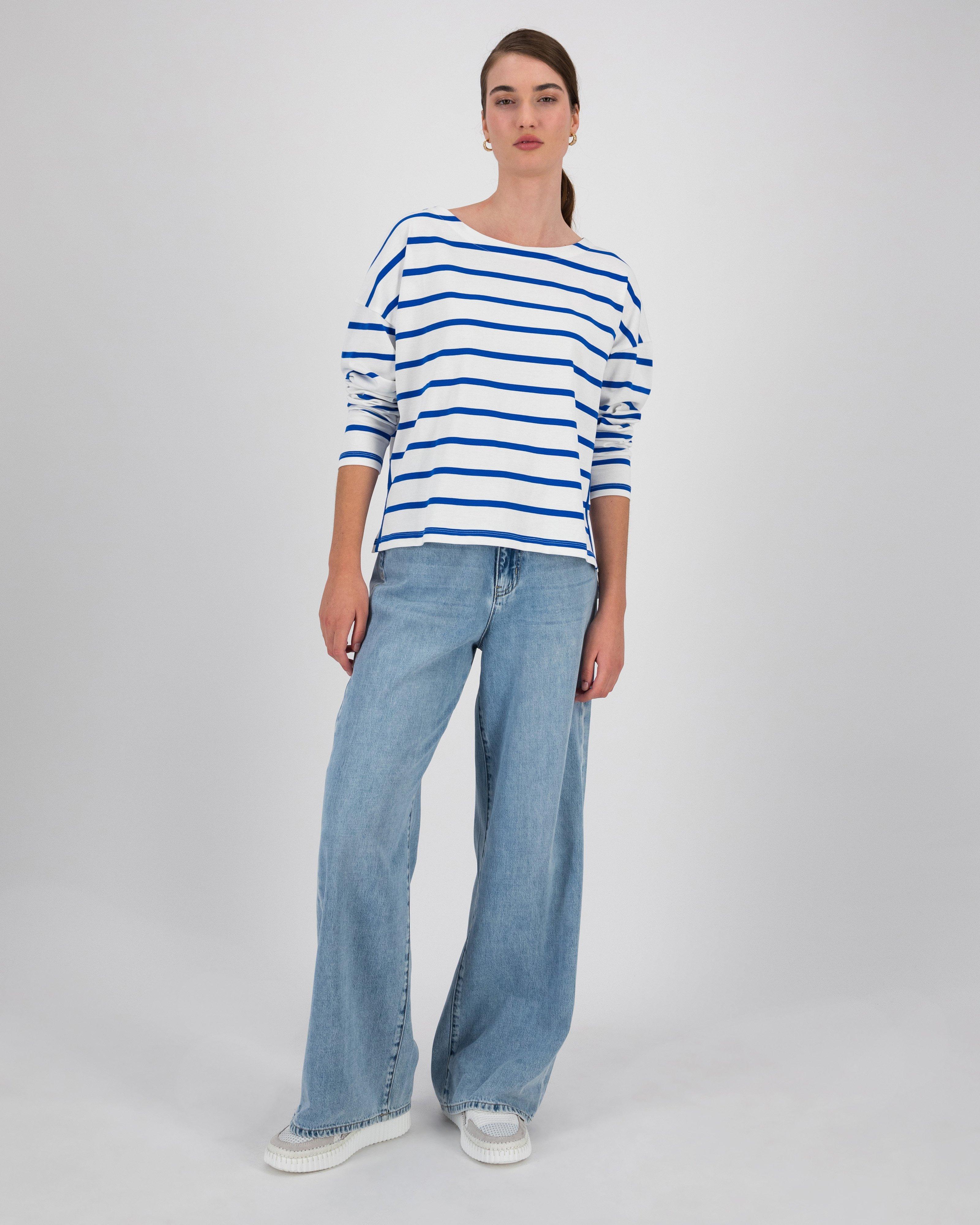 Clover Boatneck Stripe Top -  Blue