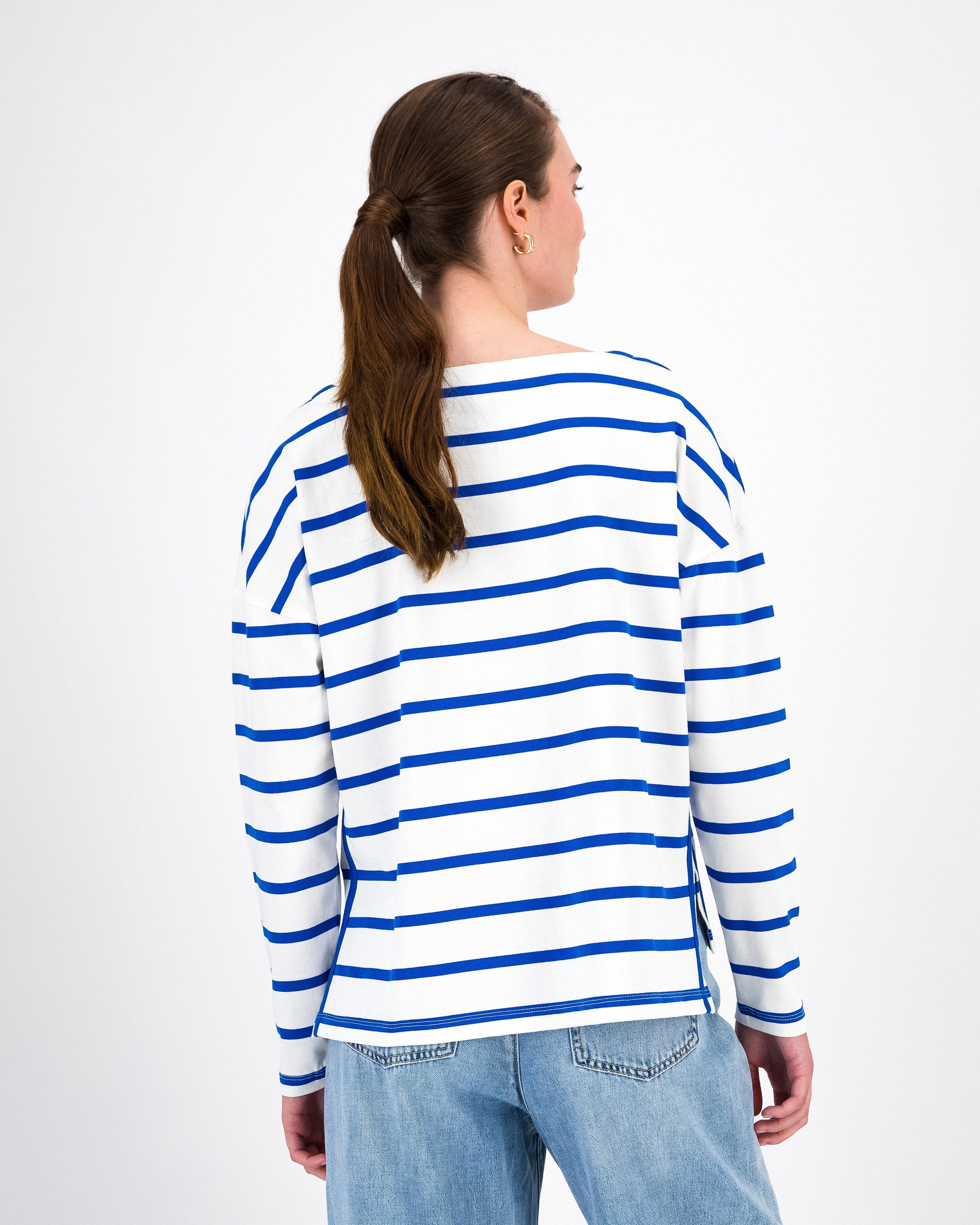 Clover Boatneck Stripe Top -  Blue