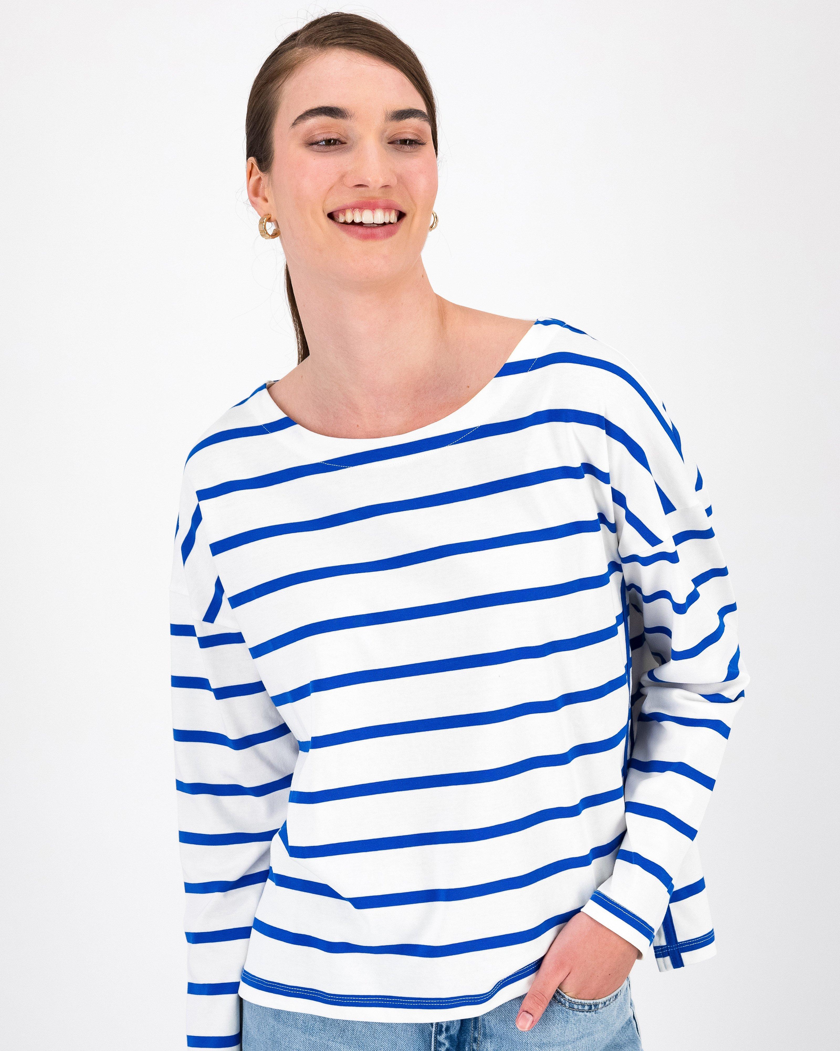 Clover Boatneck Stripe Top -  Blue