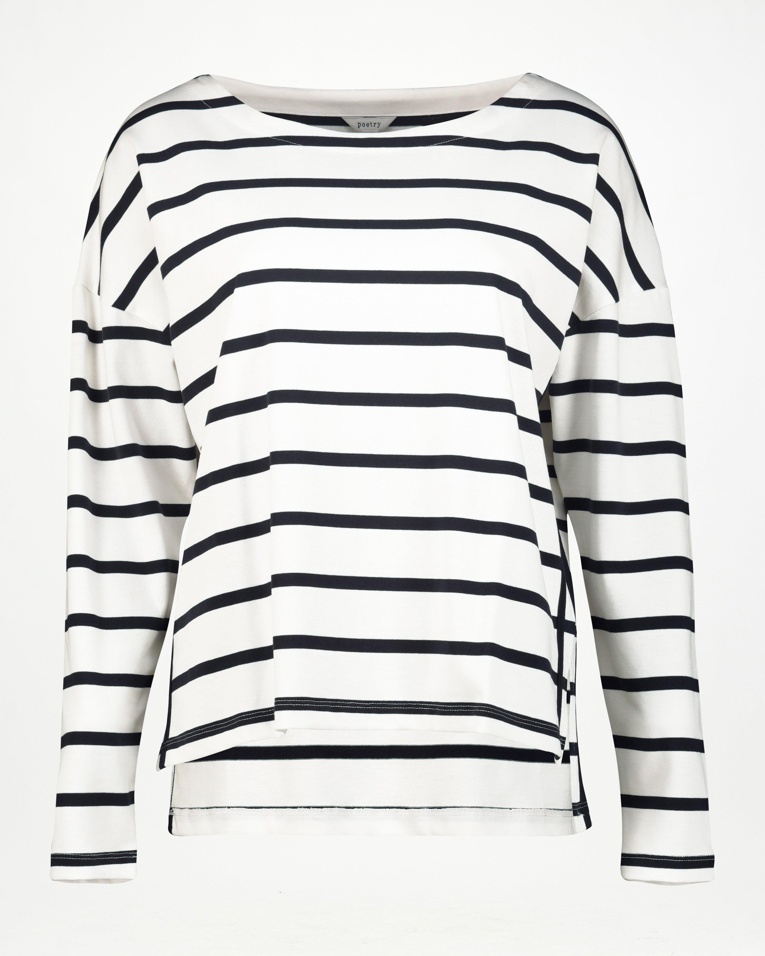 Clover Boatneck Stripe Top -  Navy