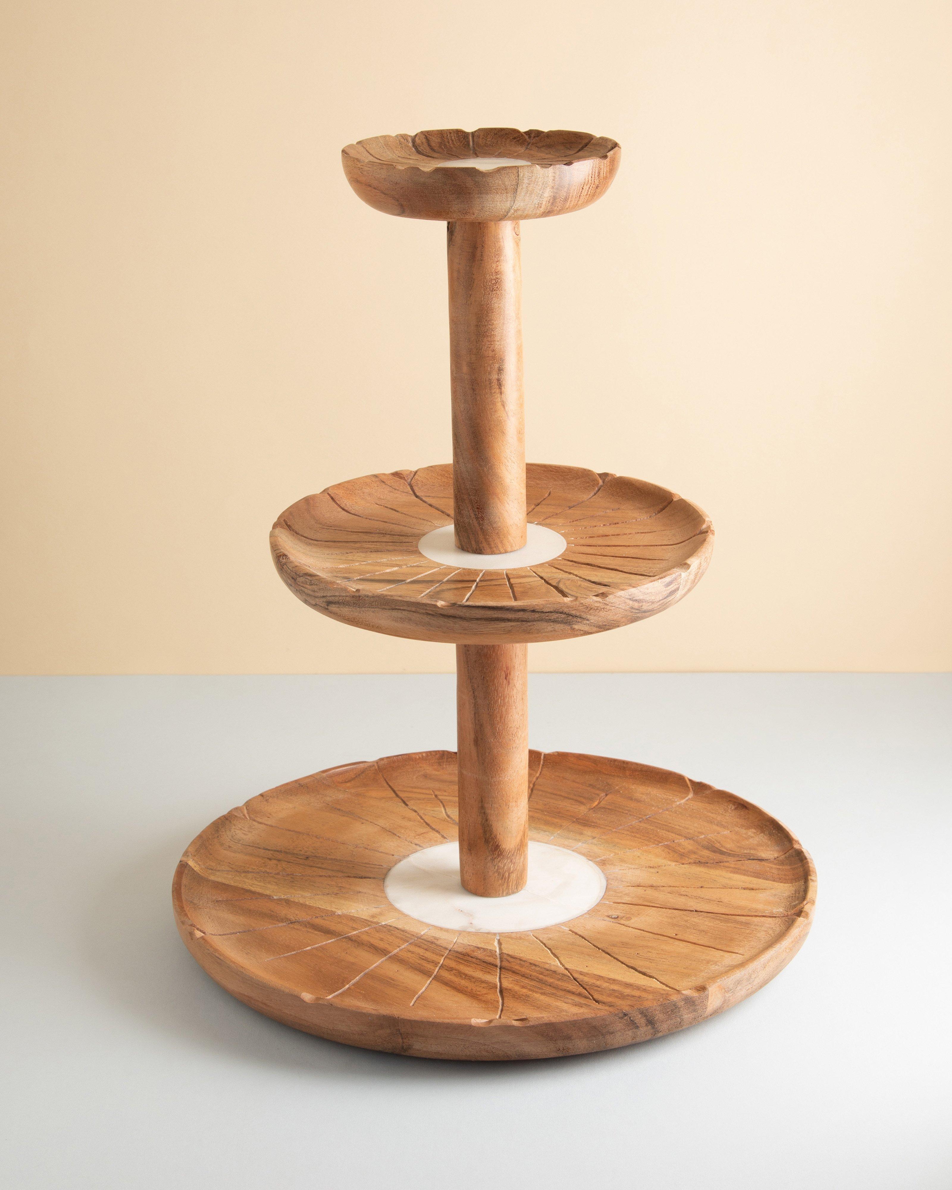 Blossom Three Tier Cake Stand  -  Brown