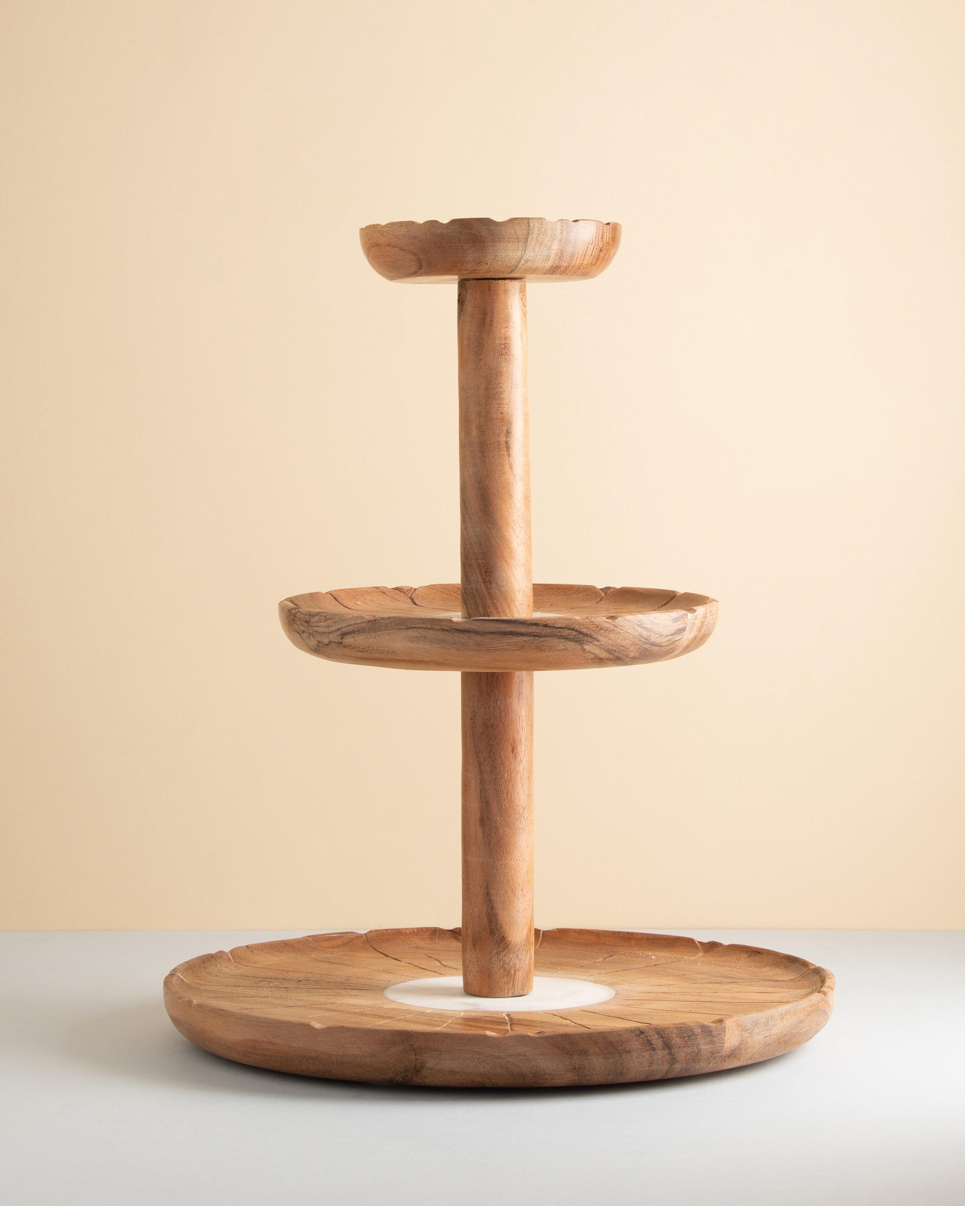 Blossom Three Tier Cake Stand  -  Brown