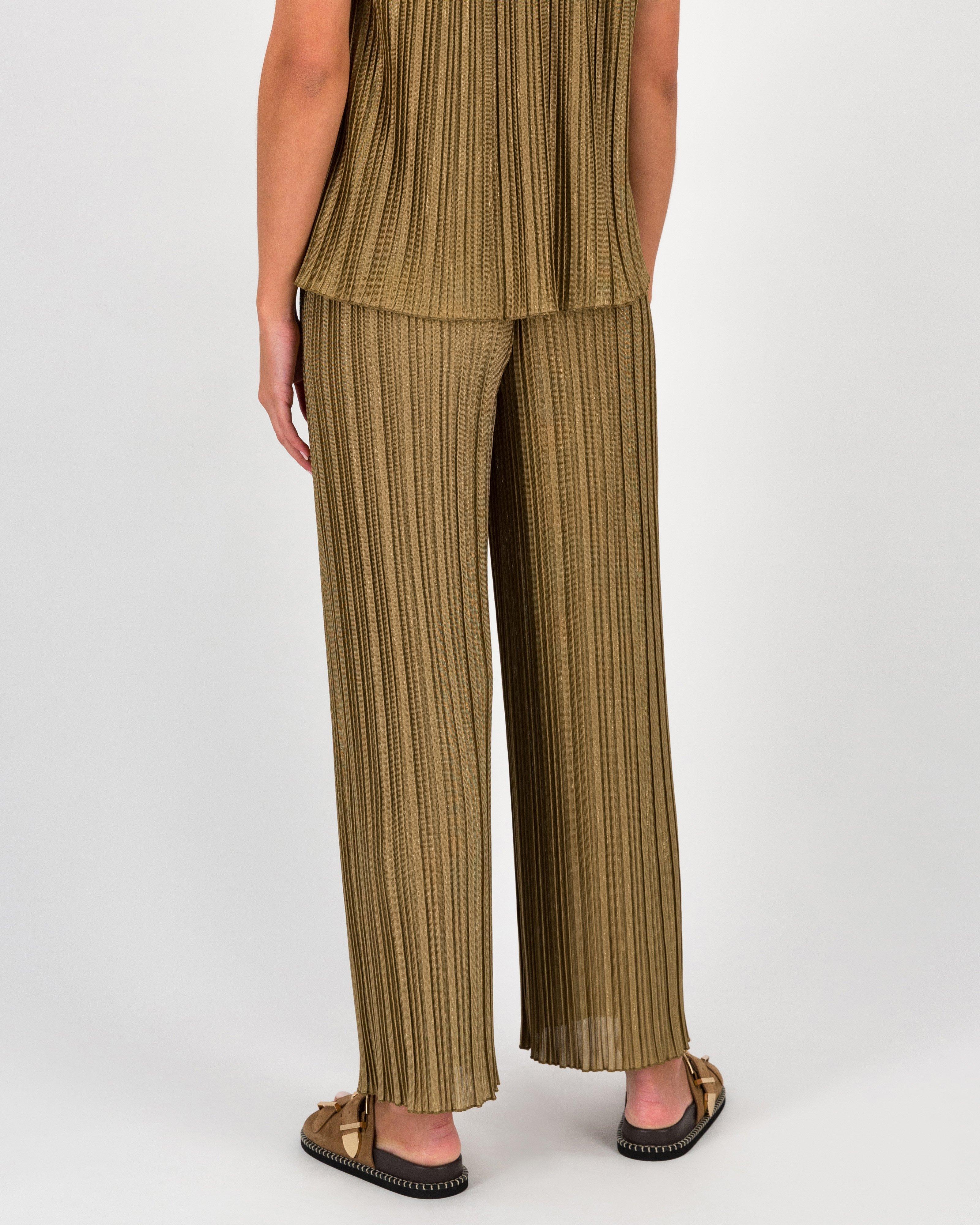 Tina Plisse Knit Pant -  Brown