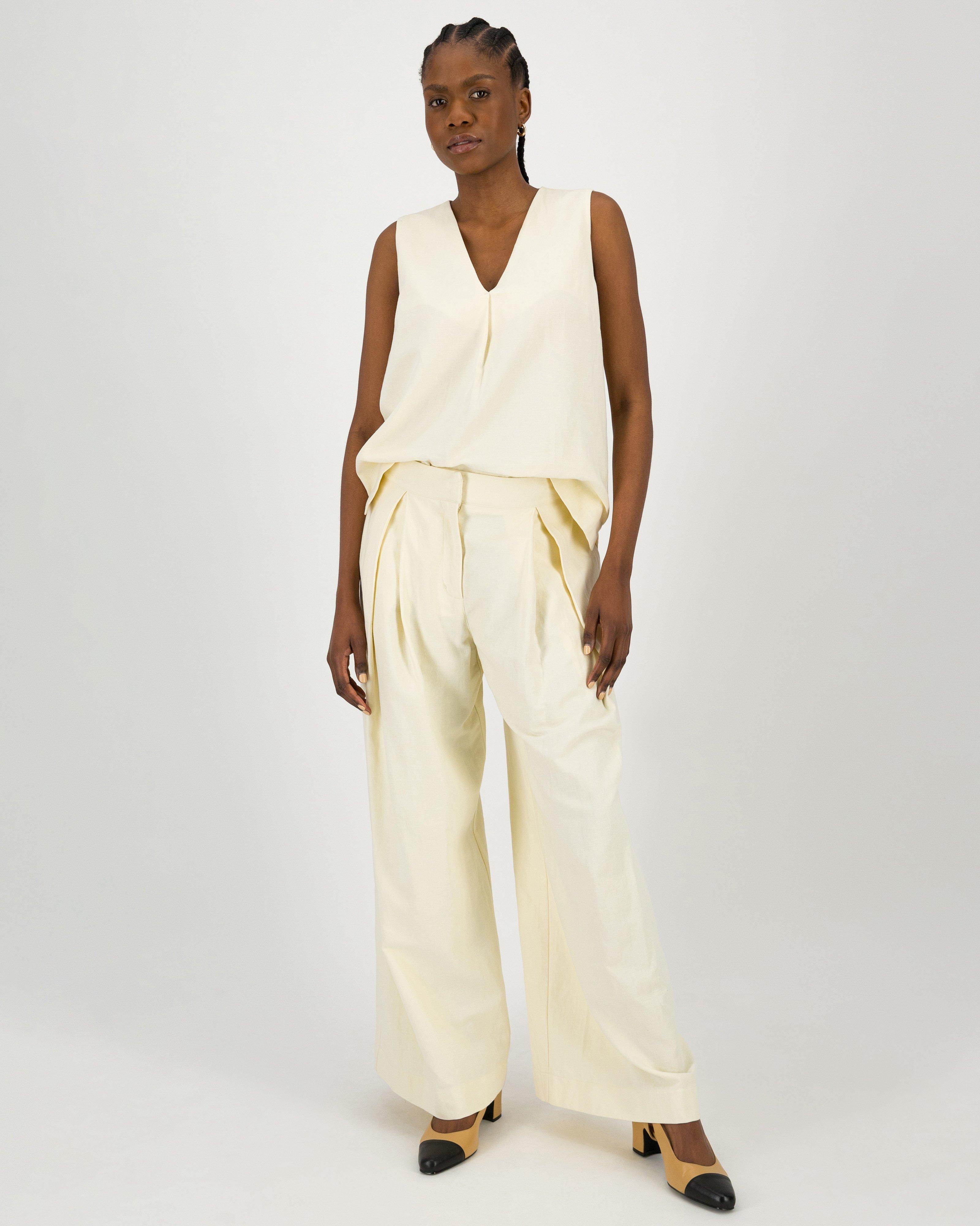 Moss Wide Leg Pant -  Cream