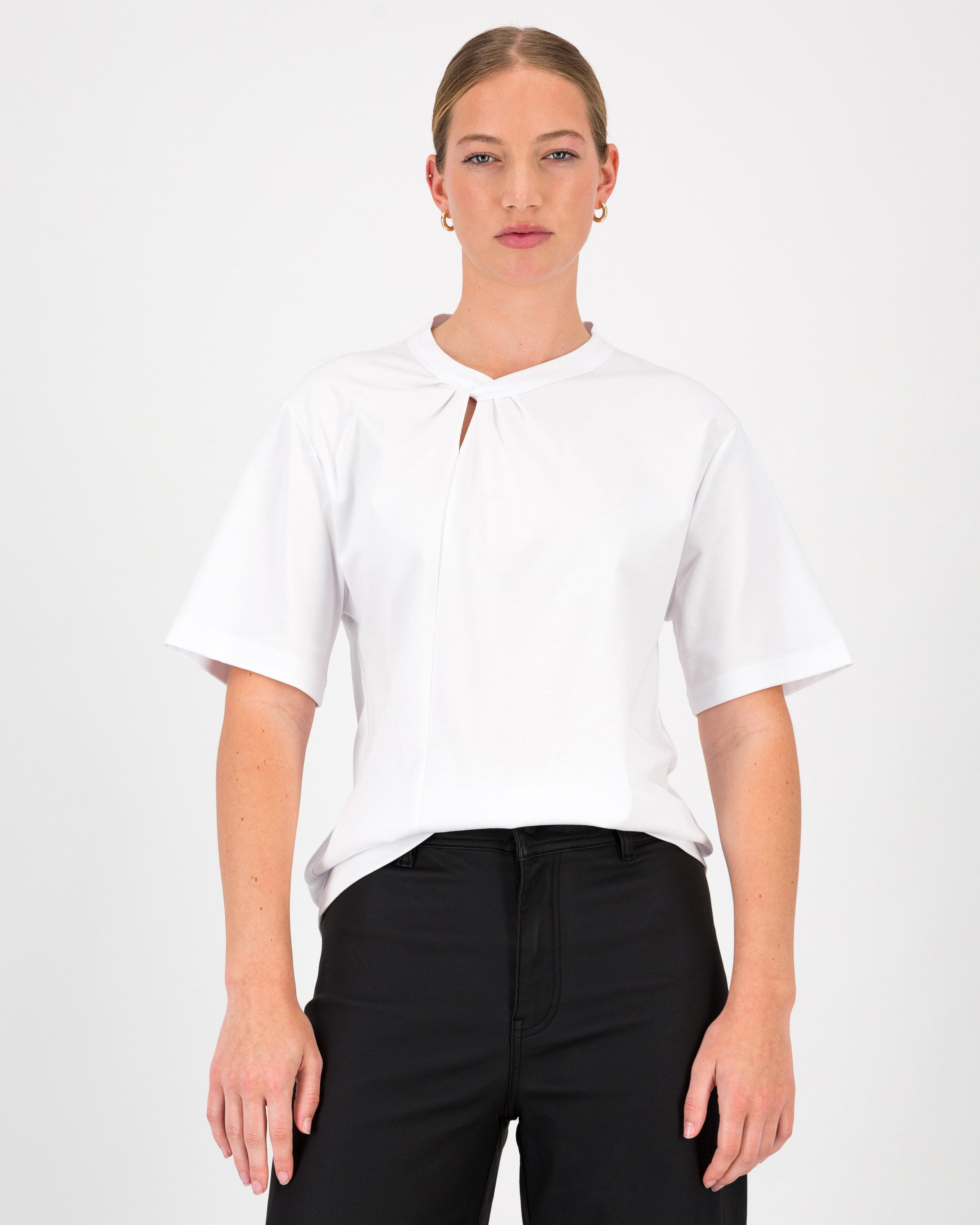 Macie Knot Detail Tee -  White