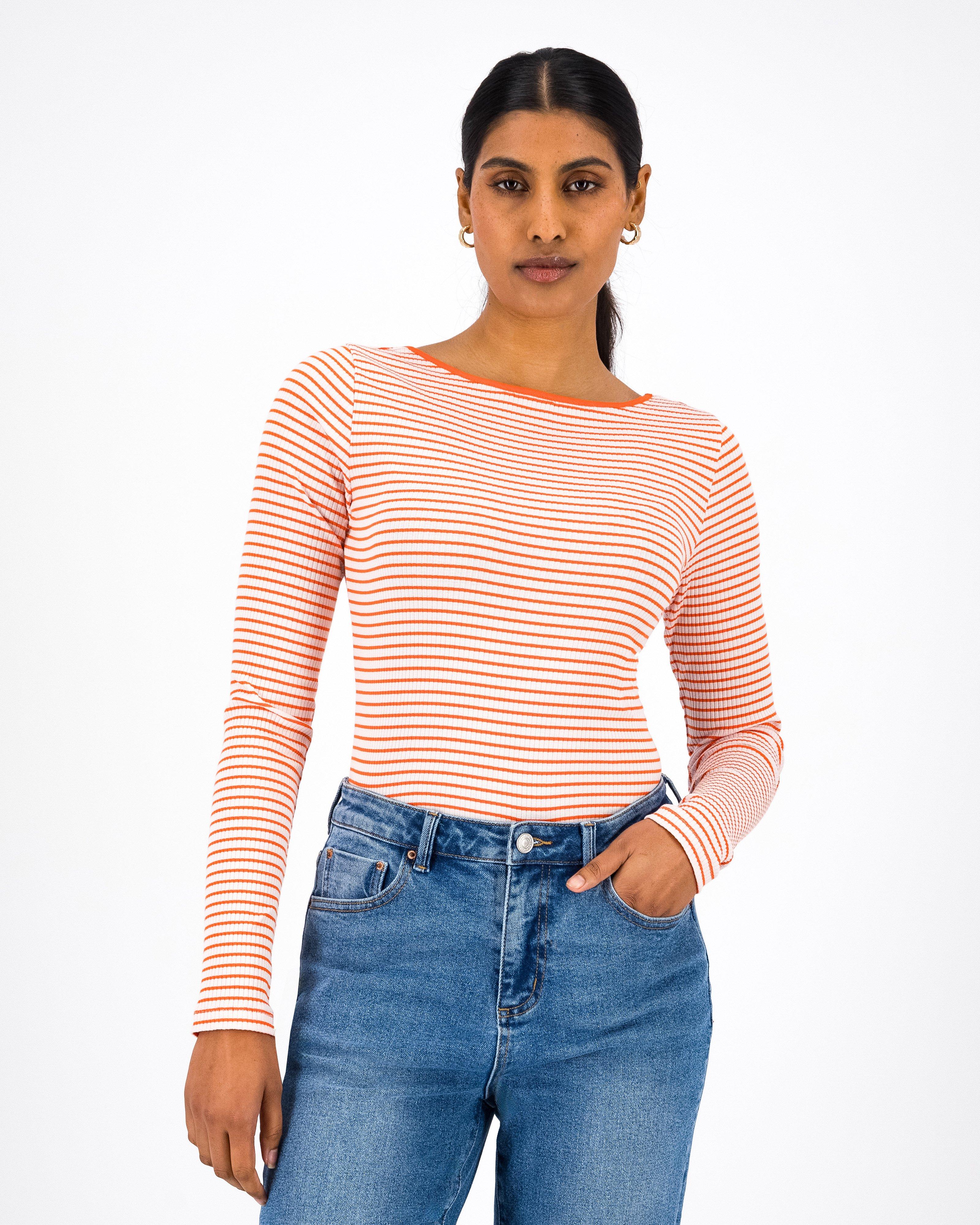 Skylar Striped Top -  Orange