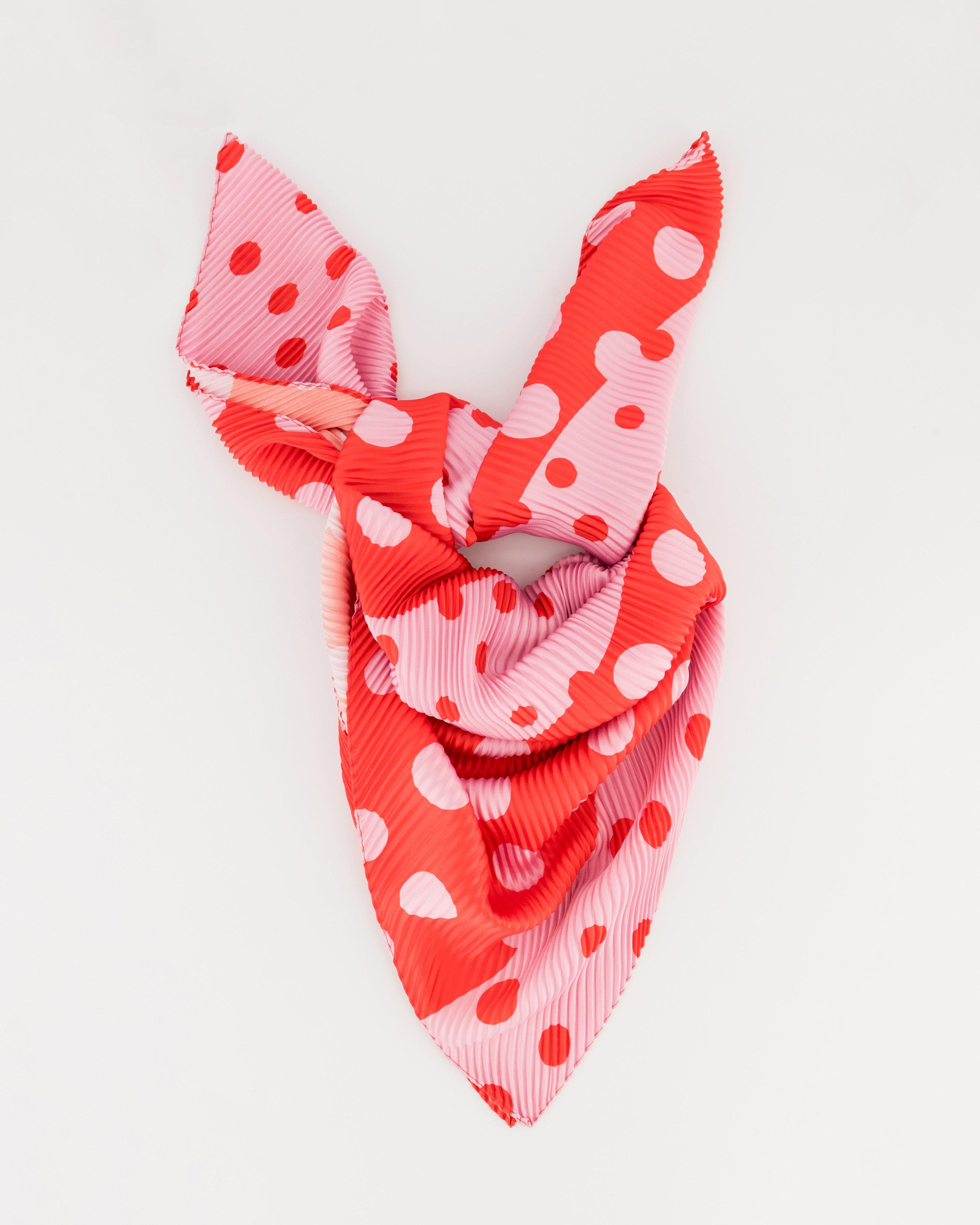 Azelea Dotted Pleated Scarf -  Red