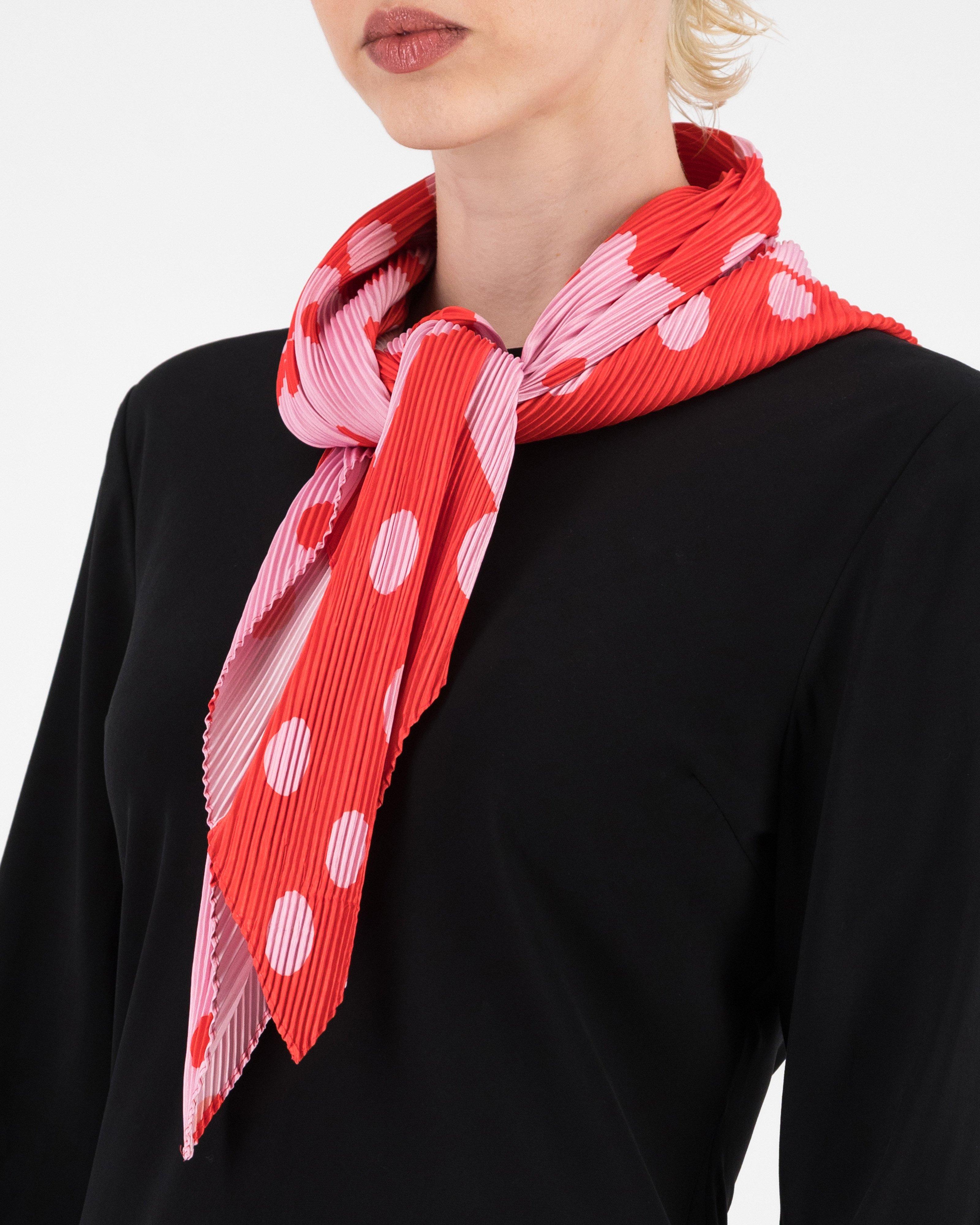 Azelea Dotted Pleated Scarf -  Red