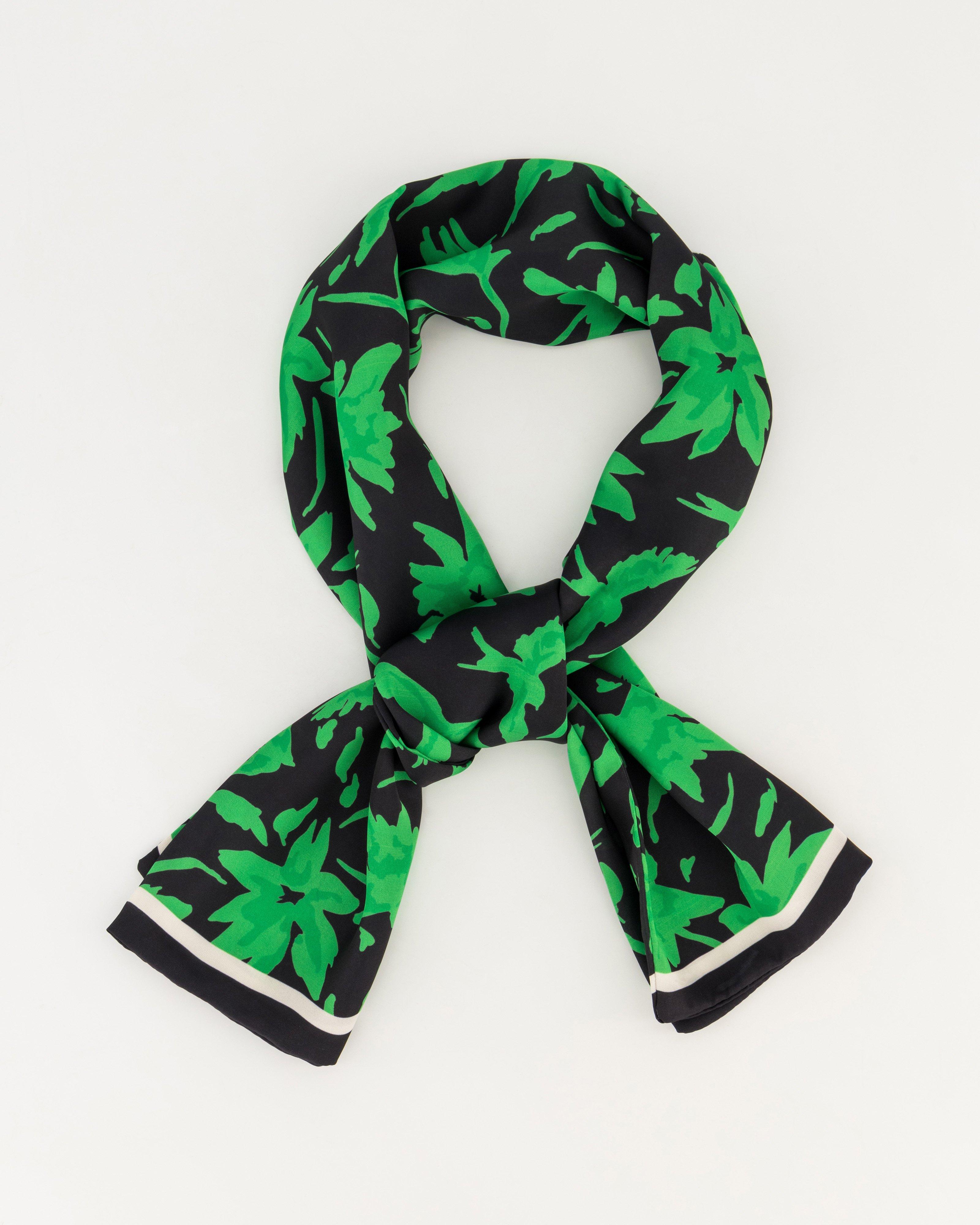 Shalina Leaf Print Scarf -  Green