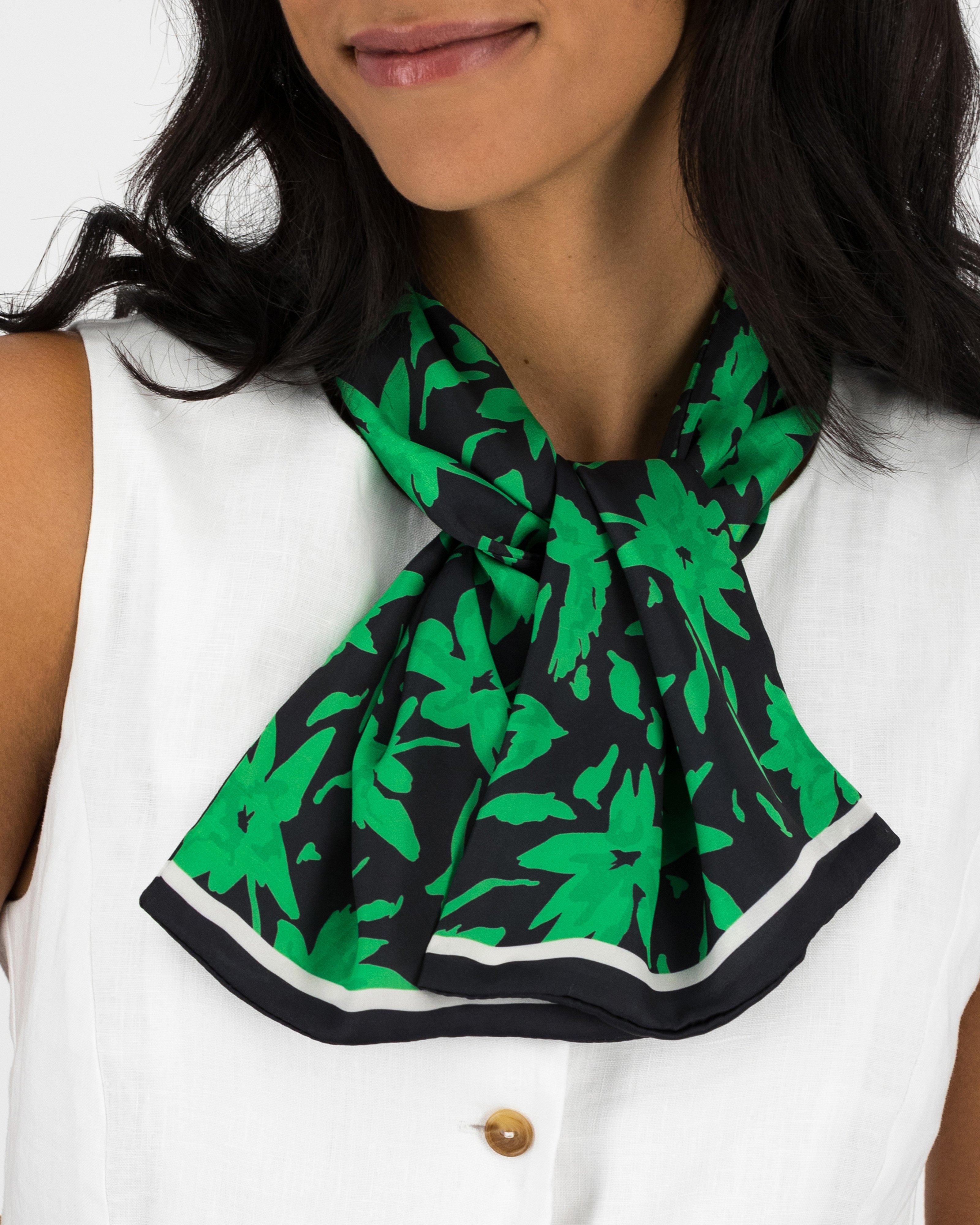 Shalina Leaf Print Scarf -  Green