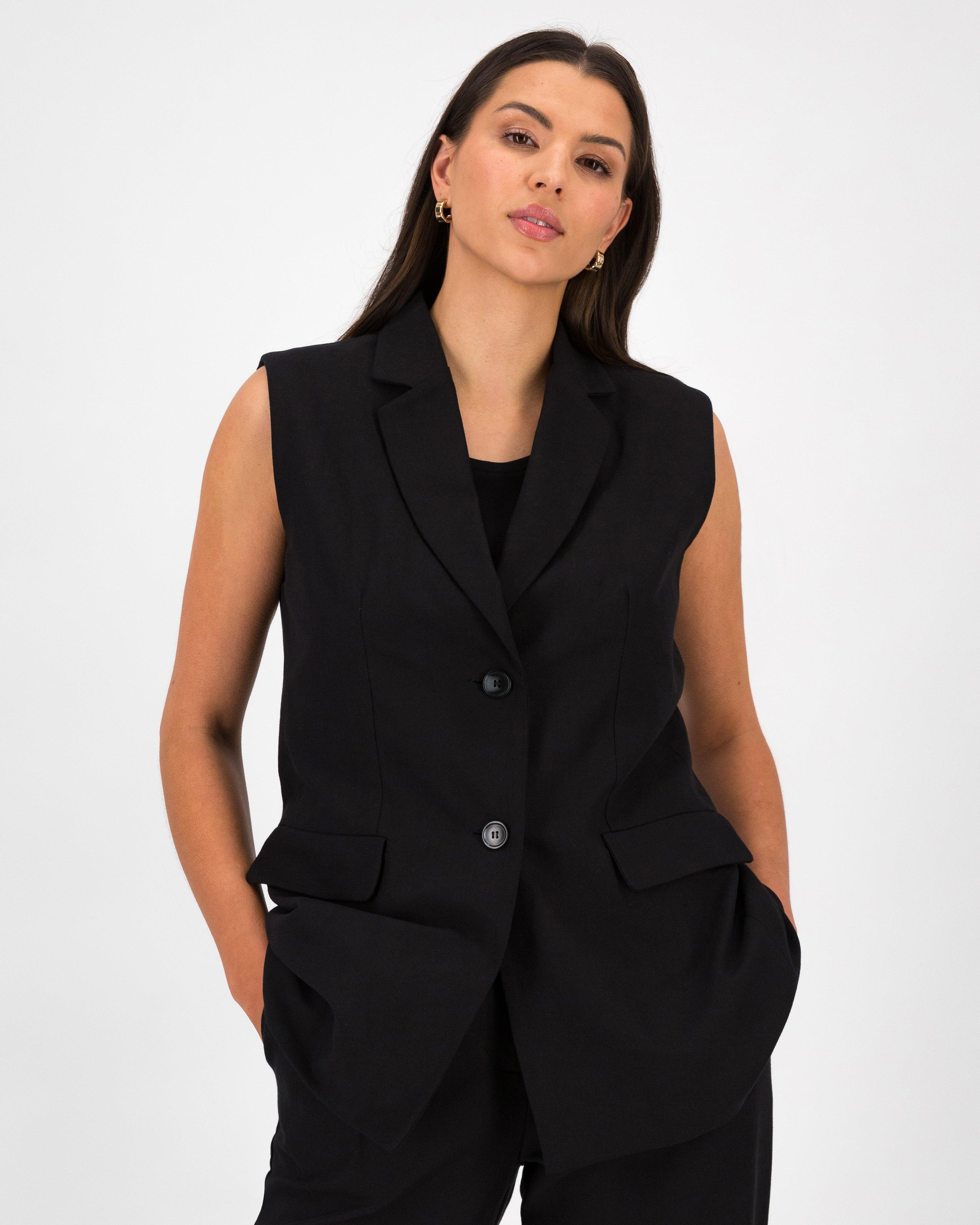 Meg Sleeveless Jacket -  Black