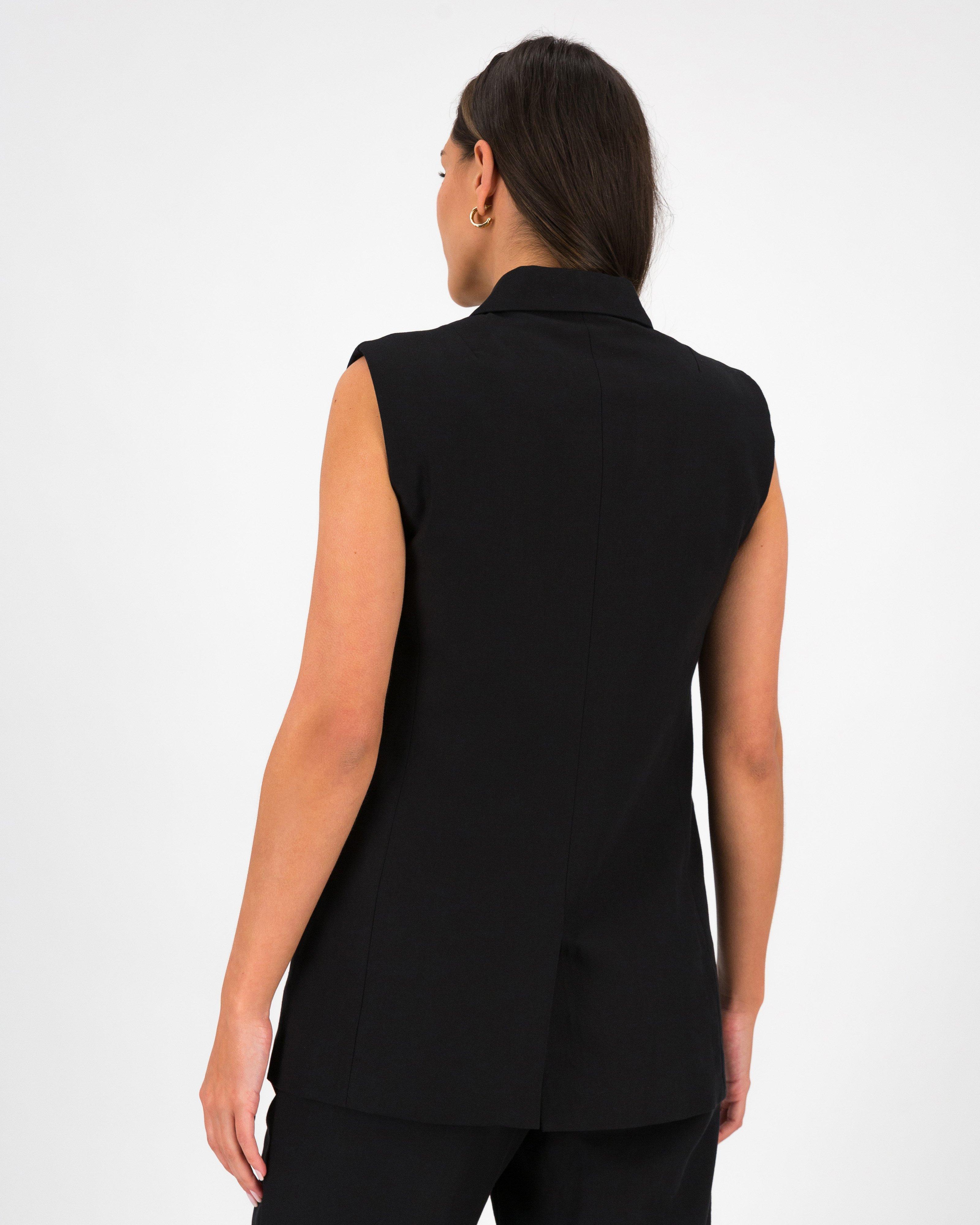 Meg Sleeveless Jacket -  Black