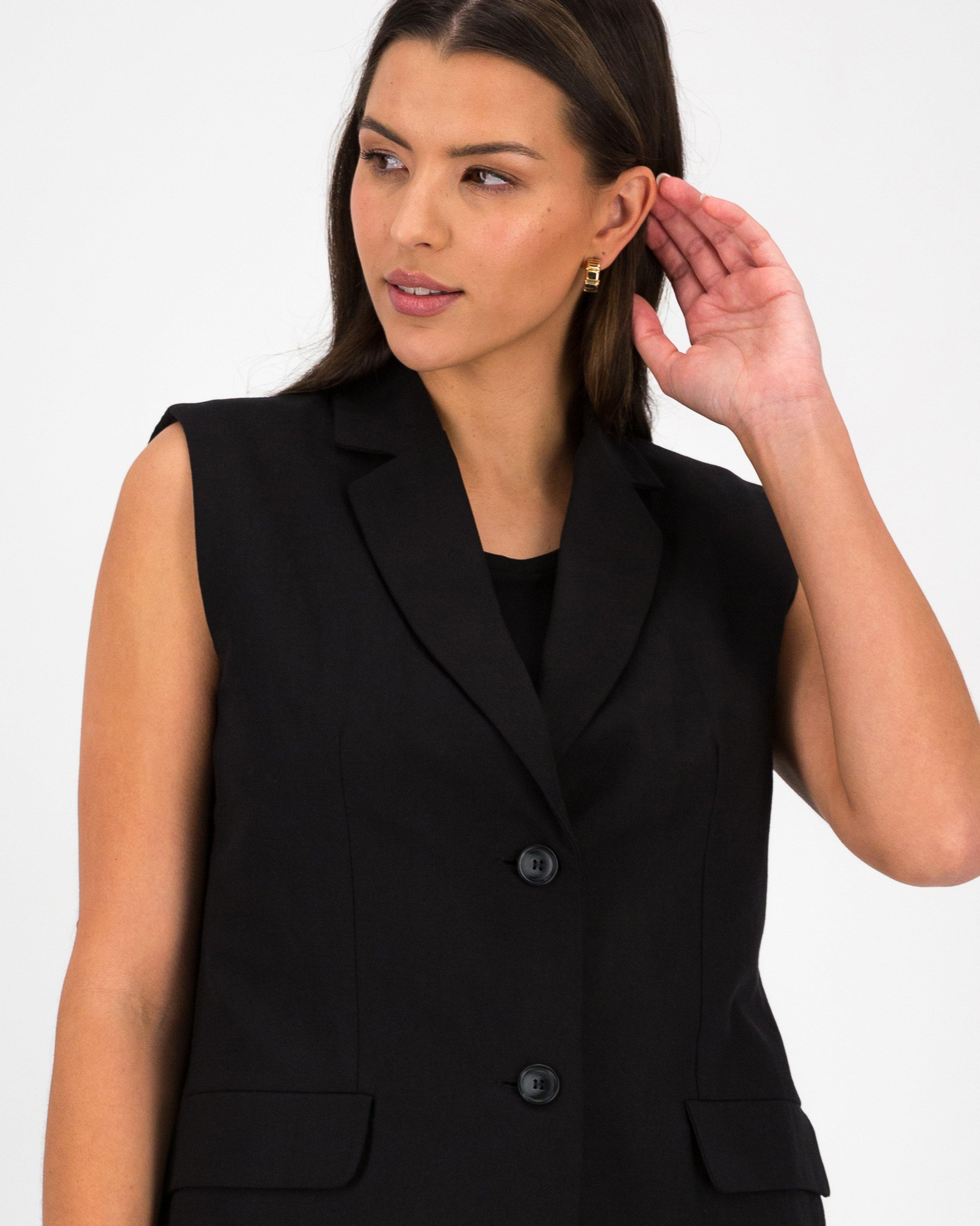 Meg Sleeveless Jacket -  Black