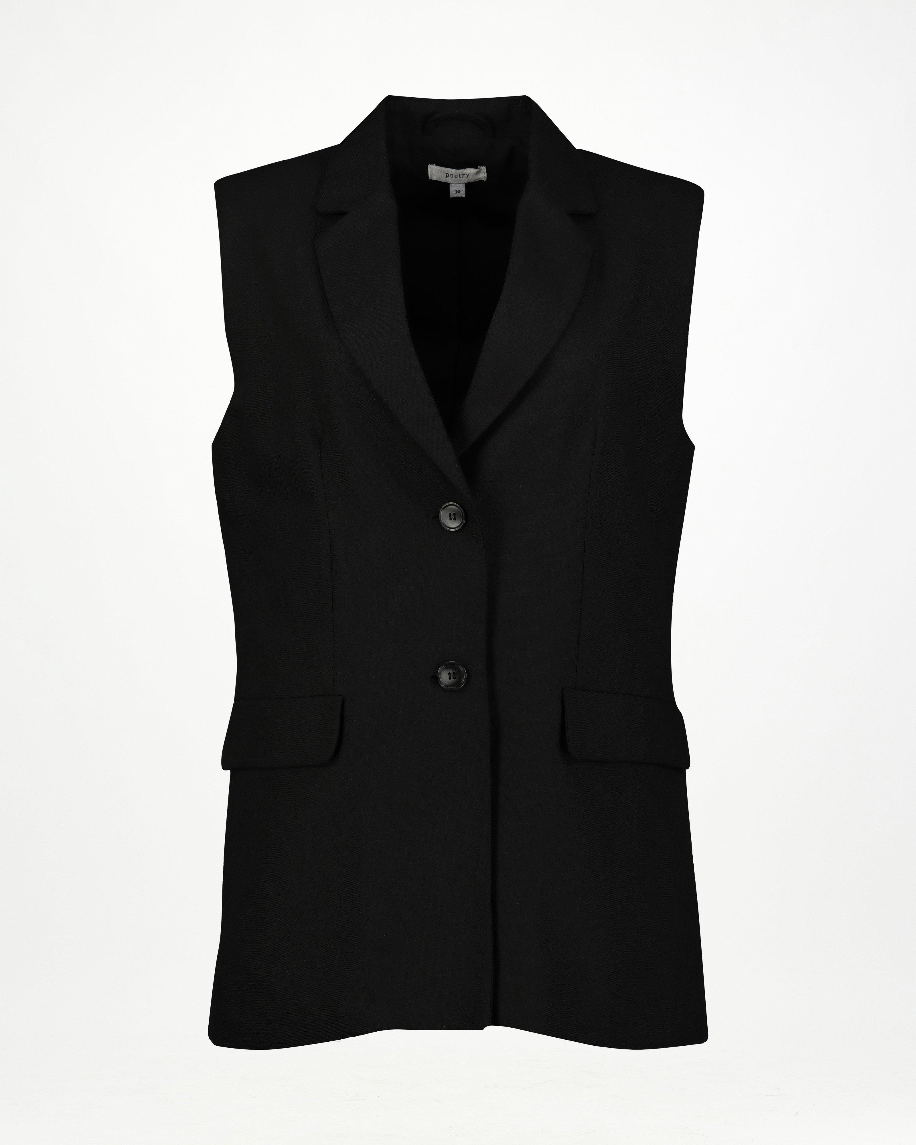 Meg Sleeveless Jacket -  Black