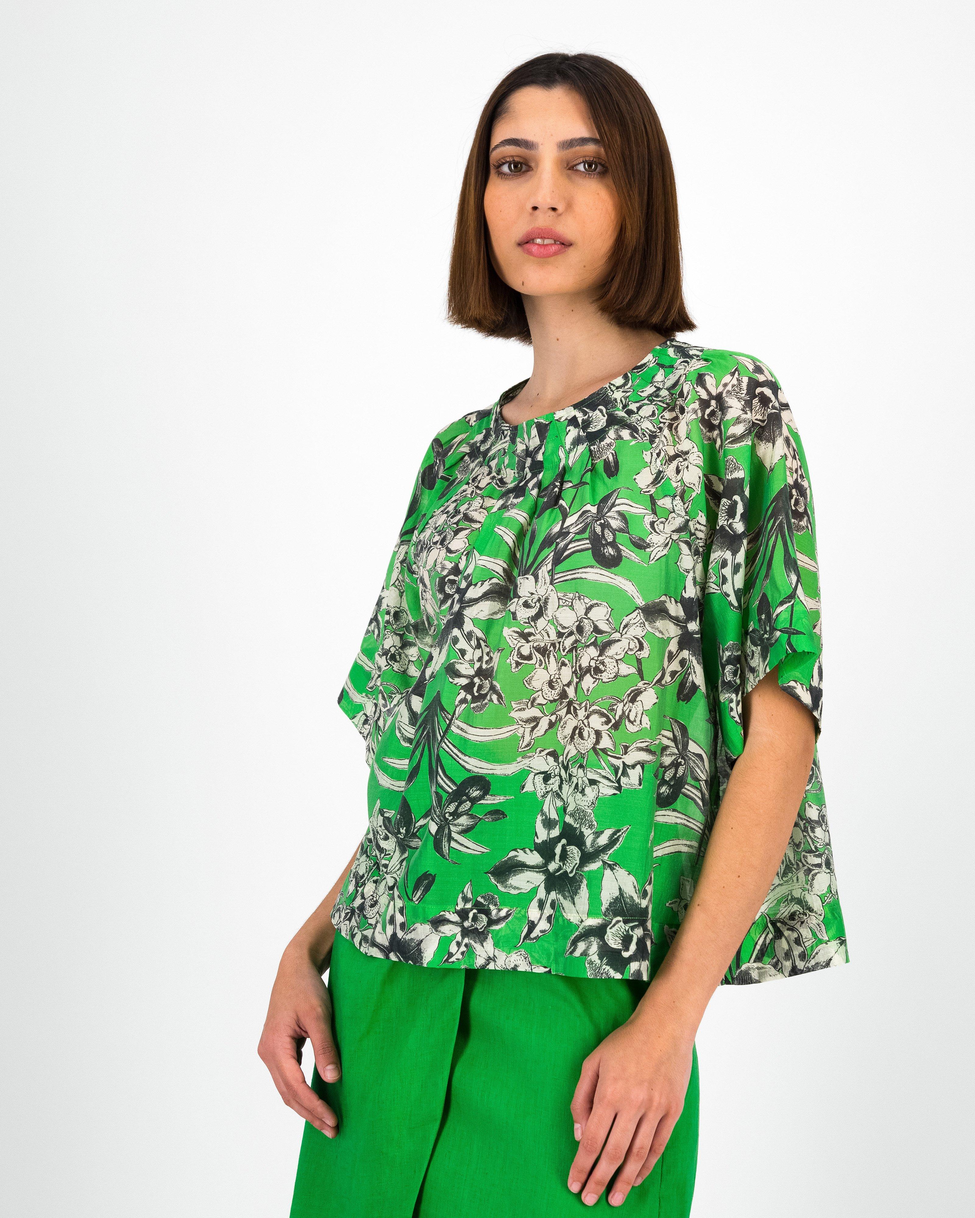 Kelly Ann Printed Blouse -  Green