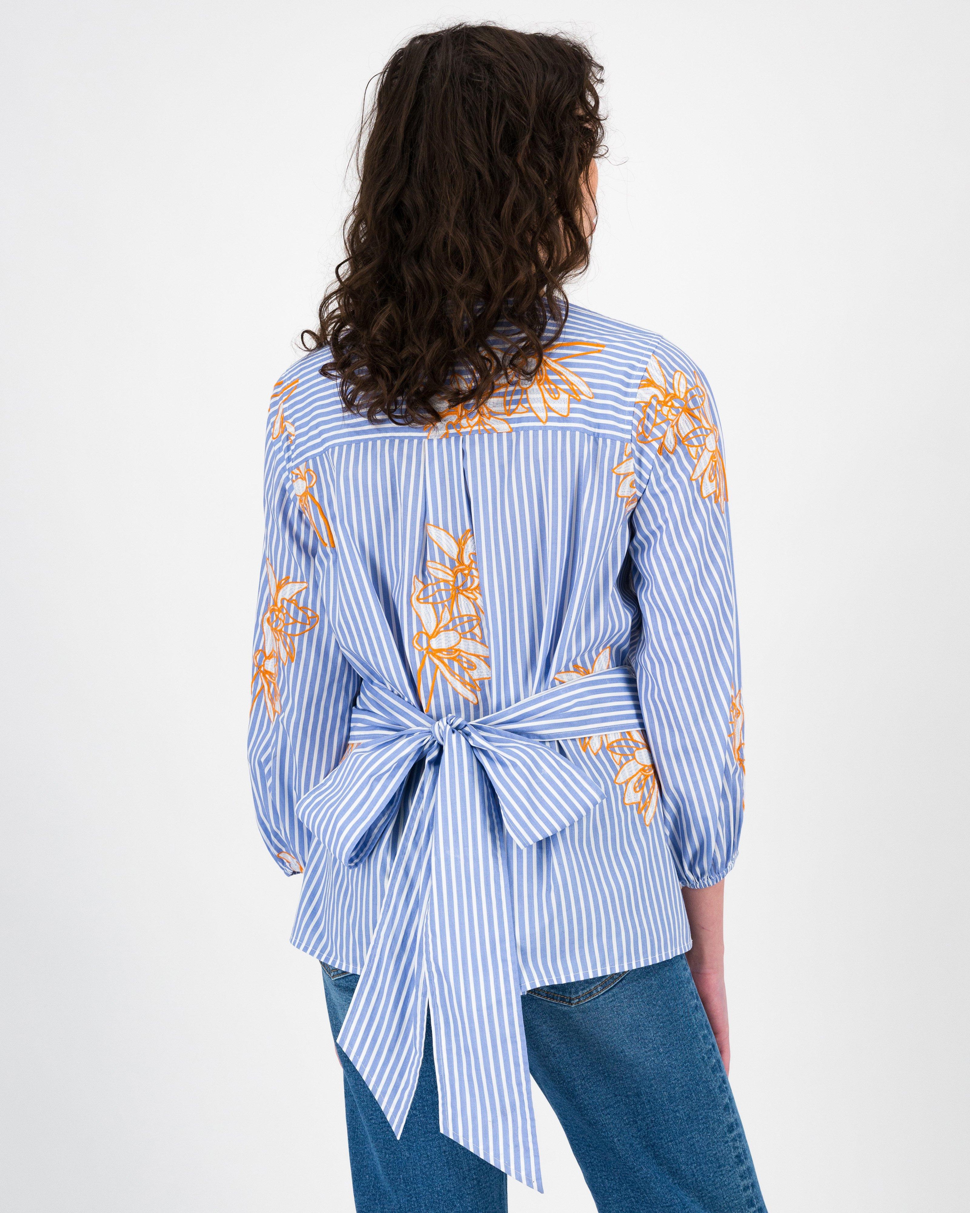 Chelsea Wrap Embroidered Blouse -  Blue