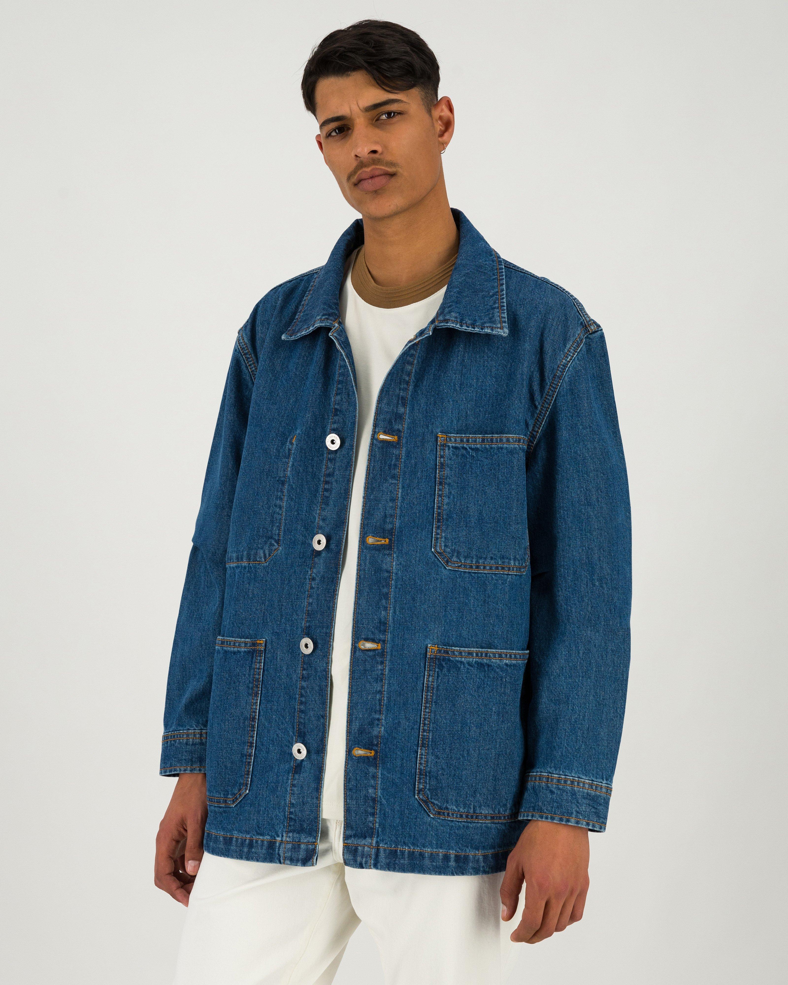 Men’s Manny Chore Denim Jacket  -  Mid Blue