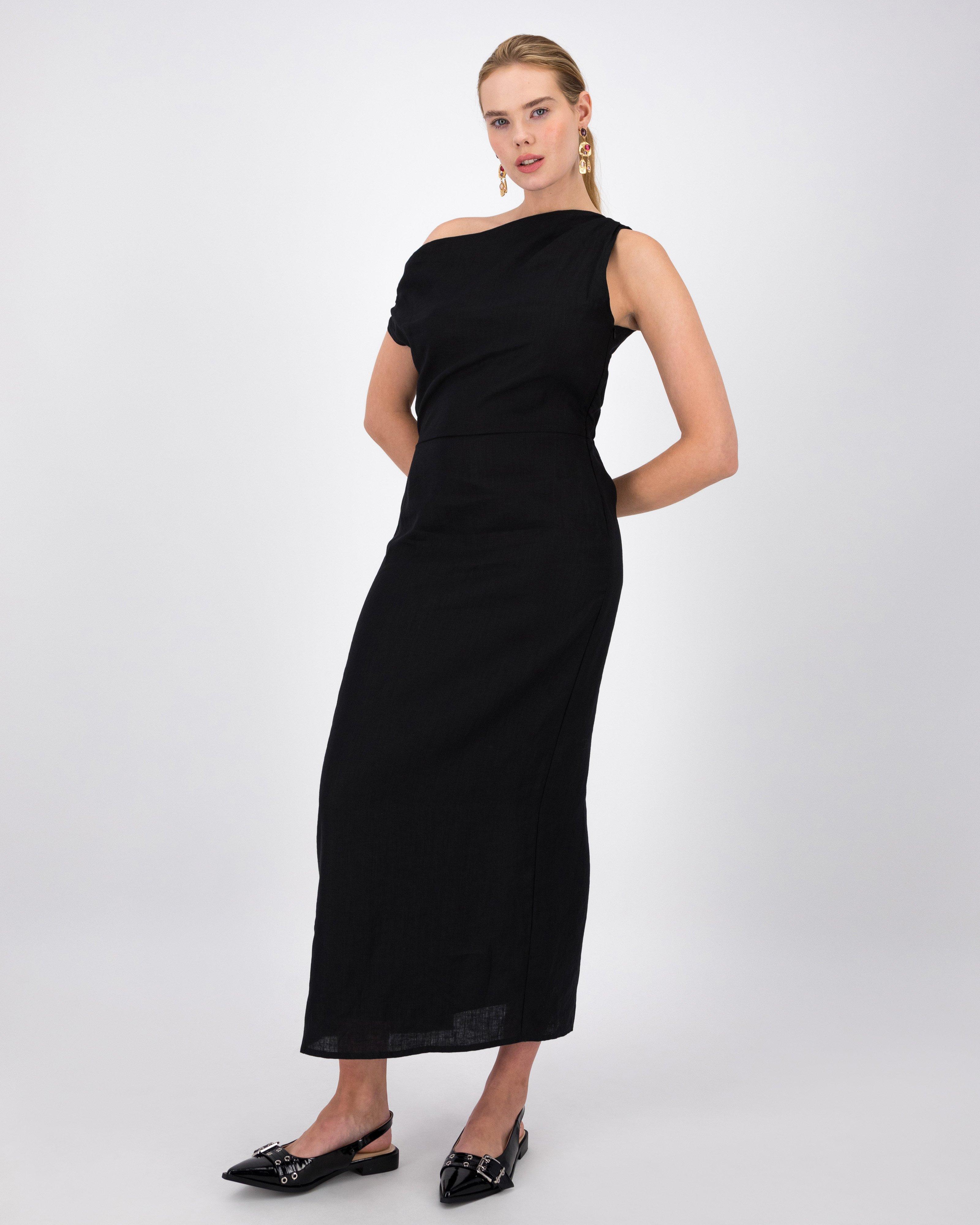 Emmylou Linen Dress -  Black