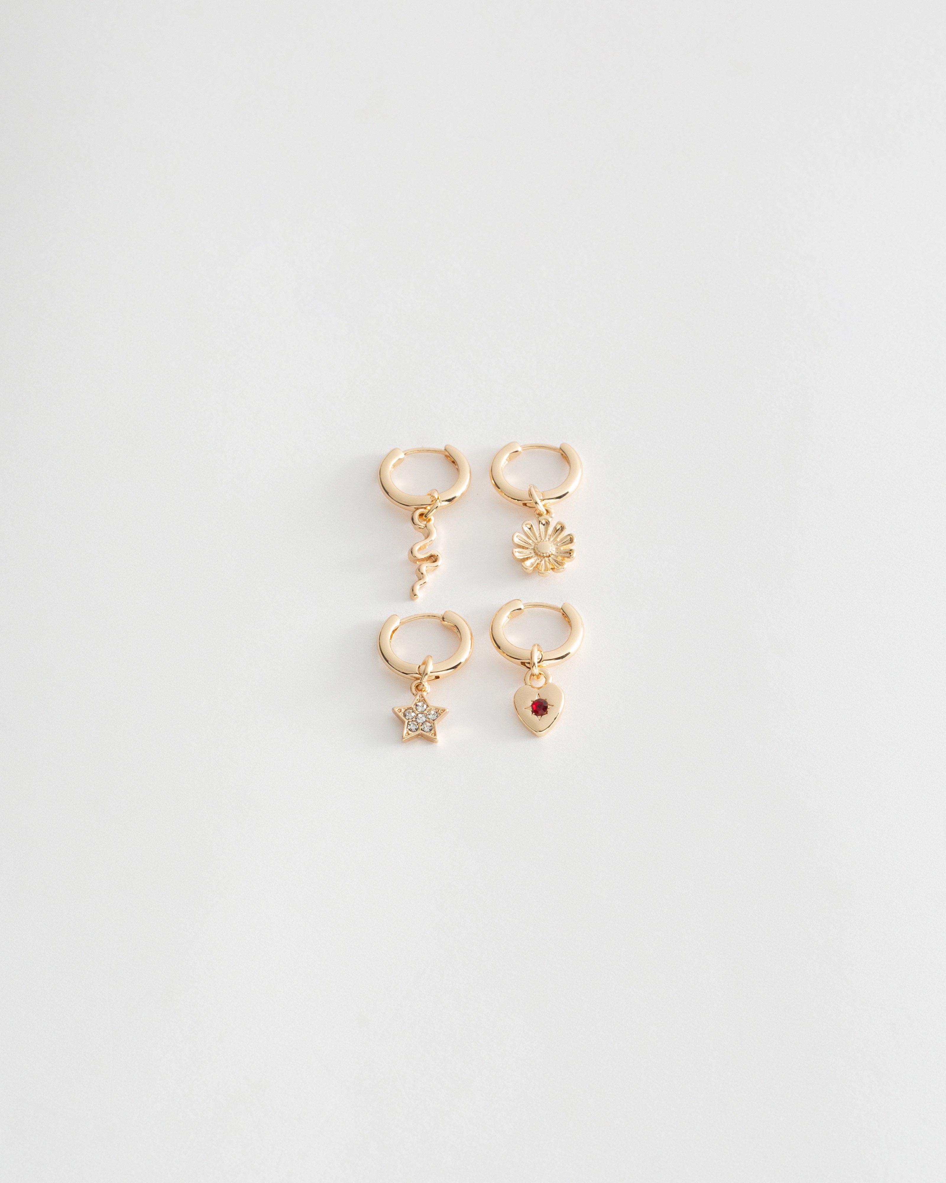 Charm Huggie Earring Set Poetry Clothing Store