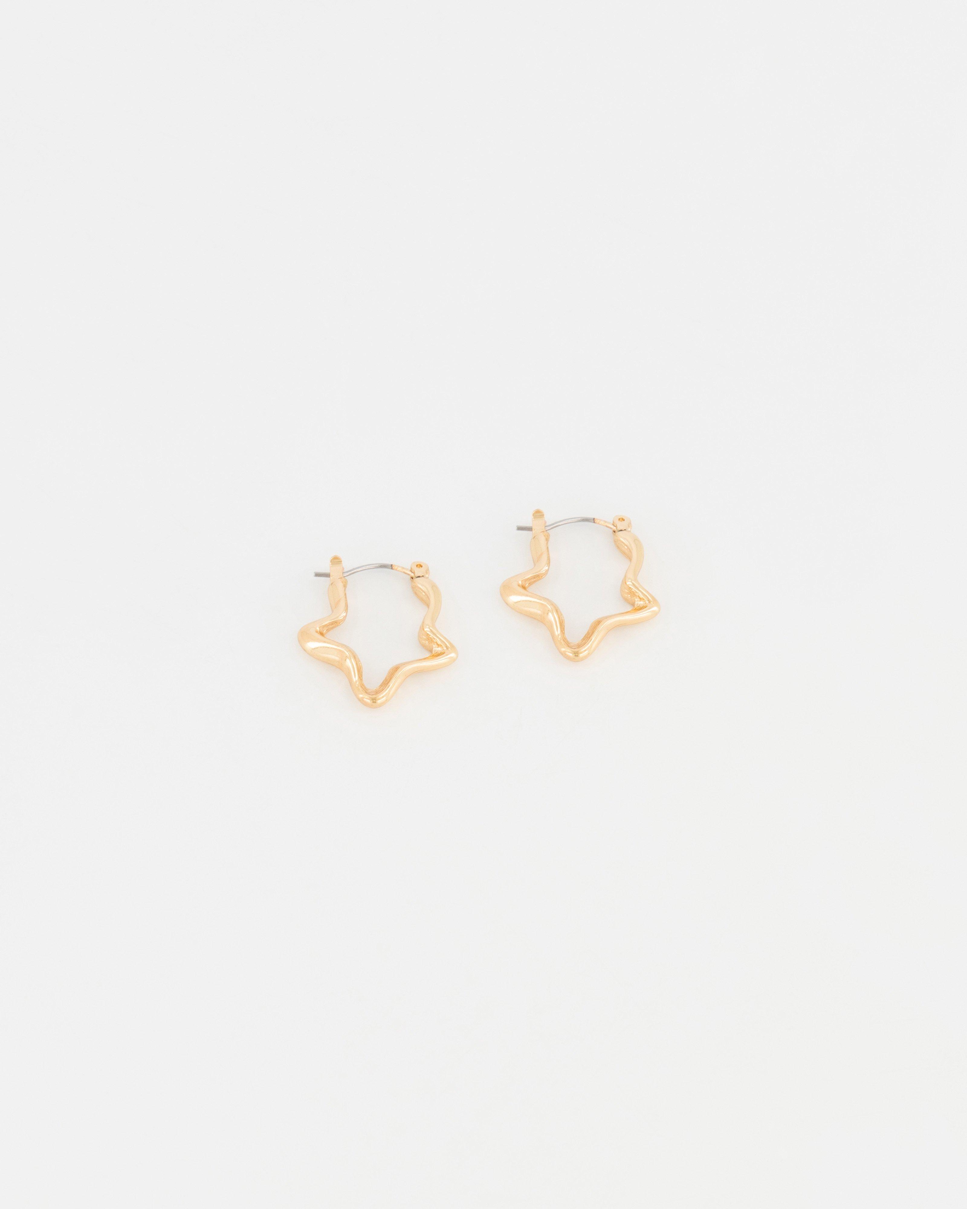 Women’s Abstract Star Hoop Earrings  -  Gold