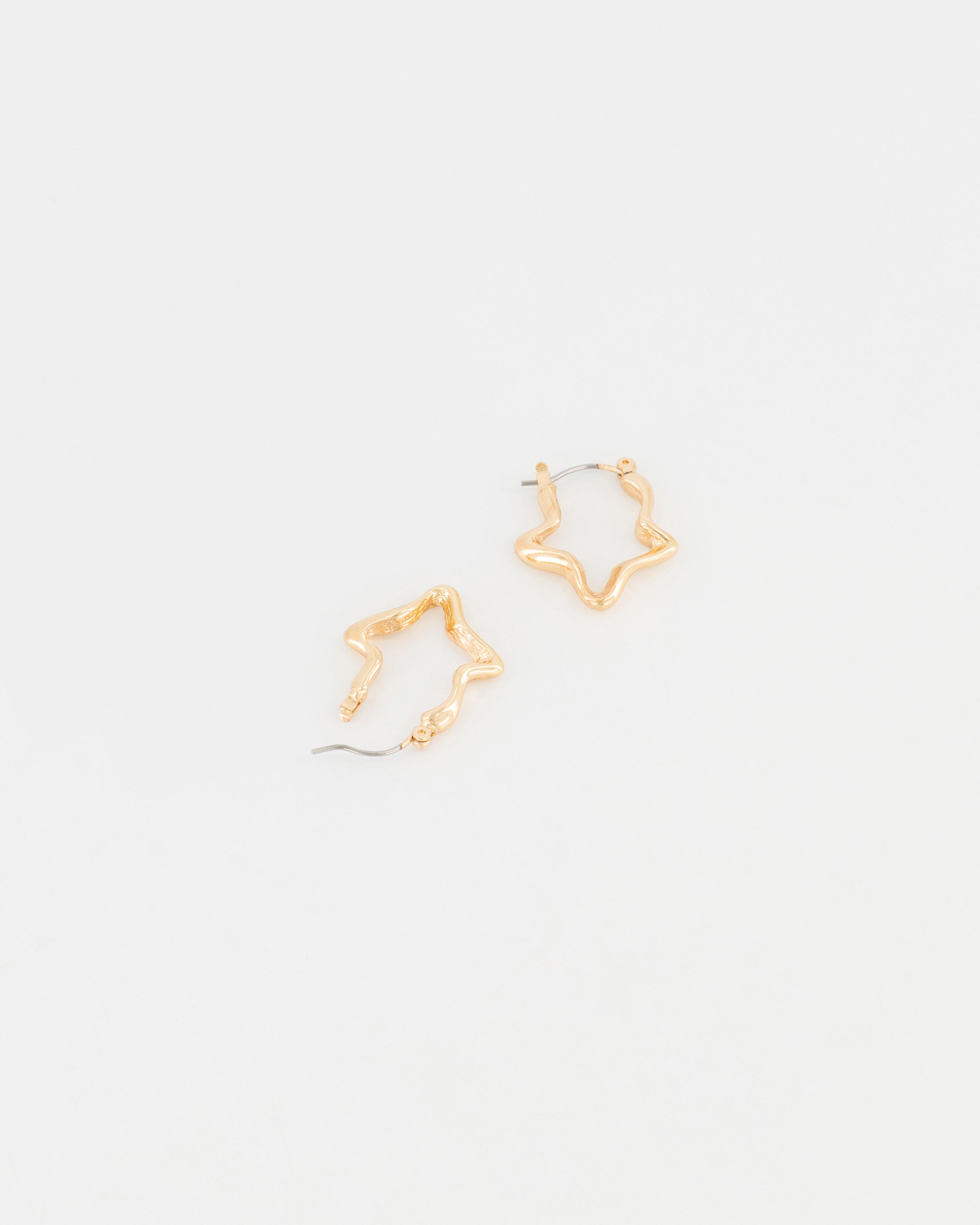 Women’s Abstract Star Hoop Earrings  -  Gold