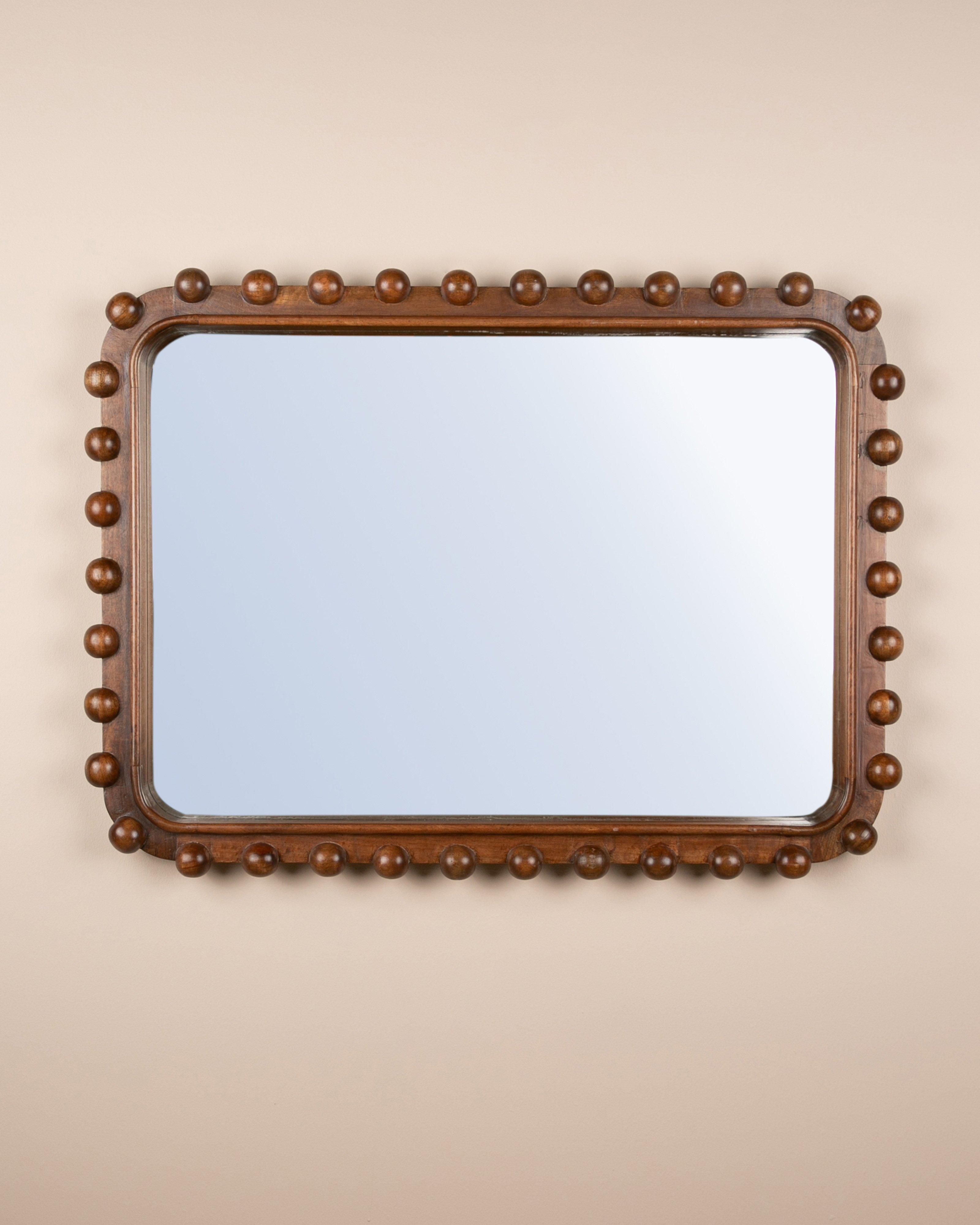 Rectangle Bobbin Mirror -  Brown