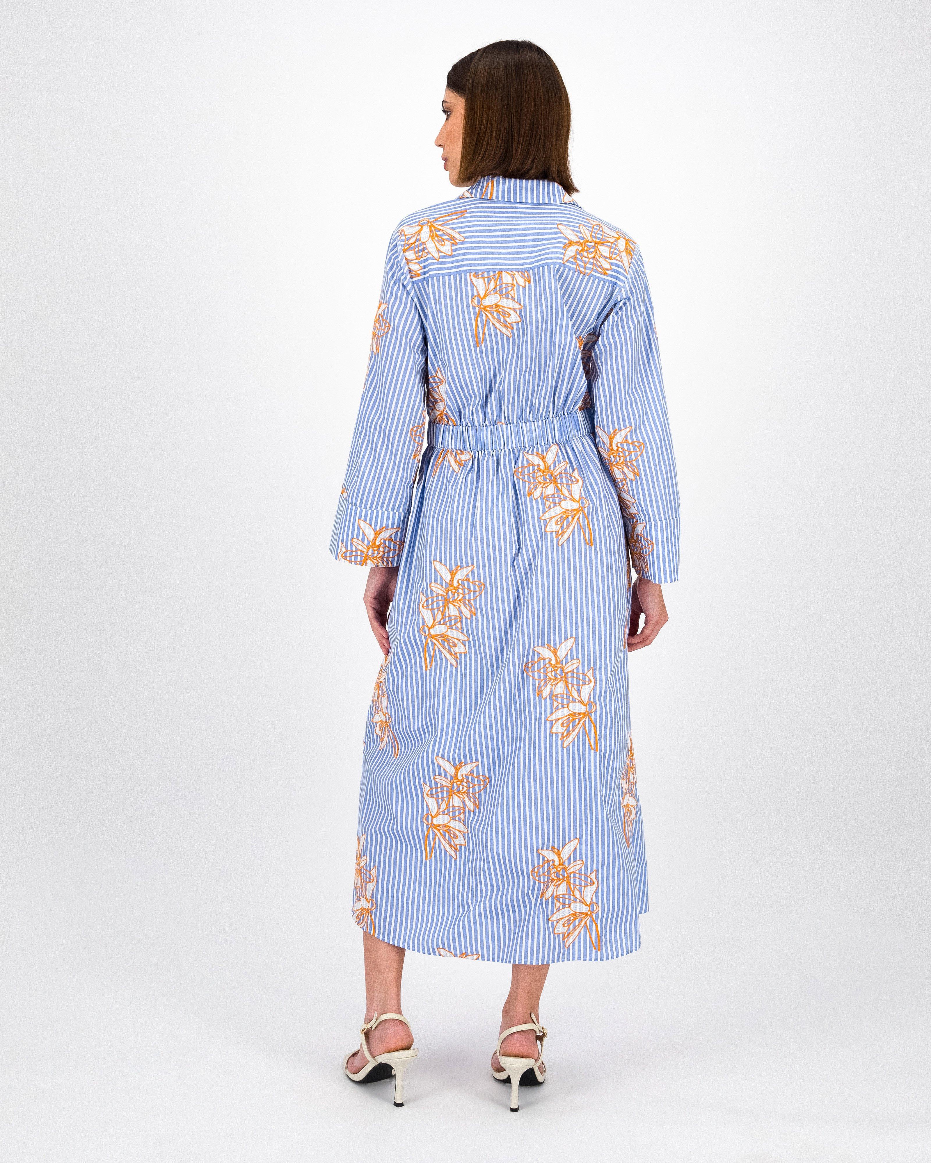 Princeton Knotted Shirt Dress -  Blue