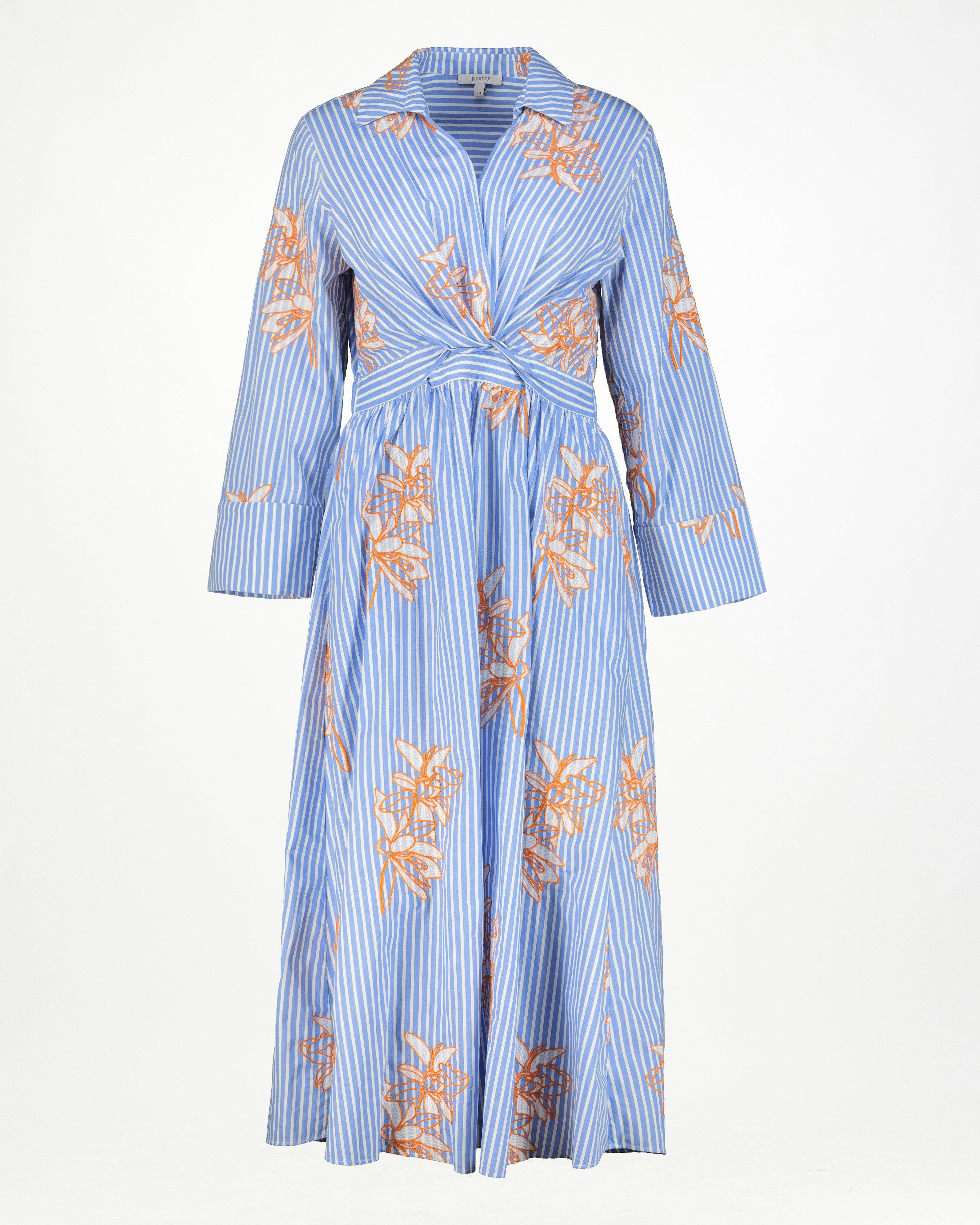 Princeton Knotted Shirt Dress -  Blue