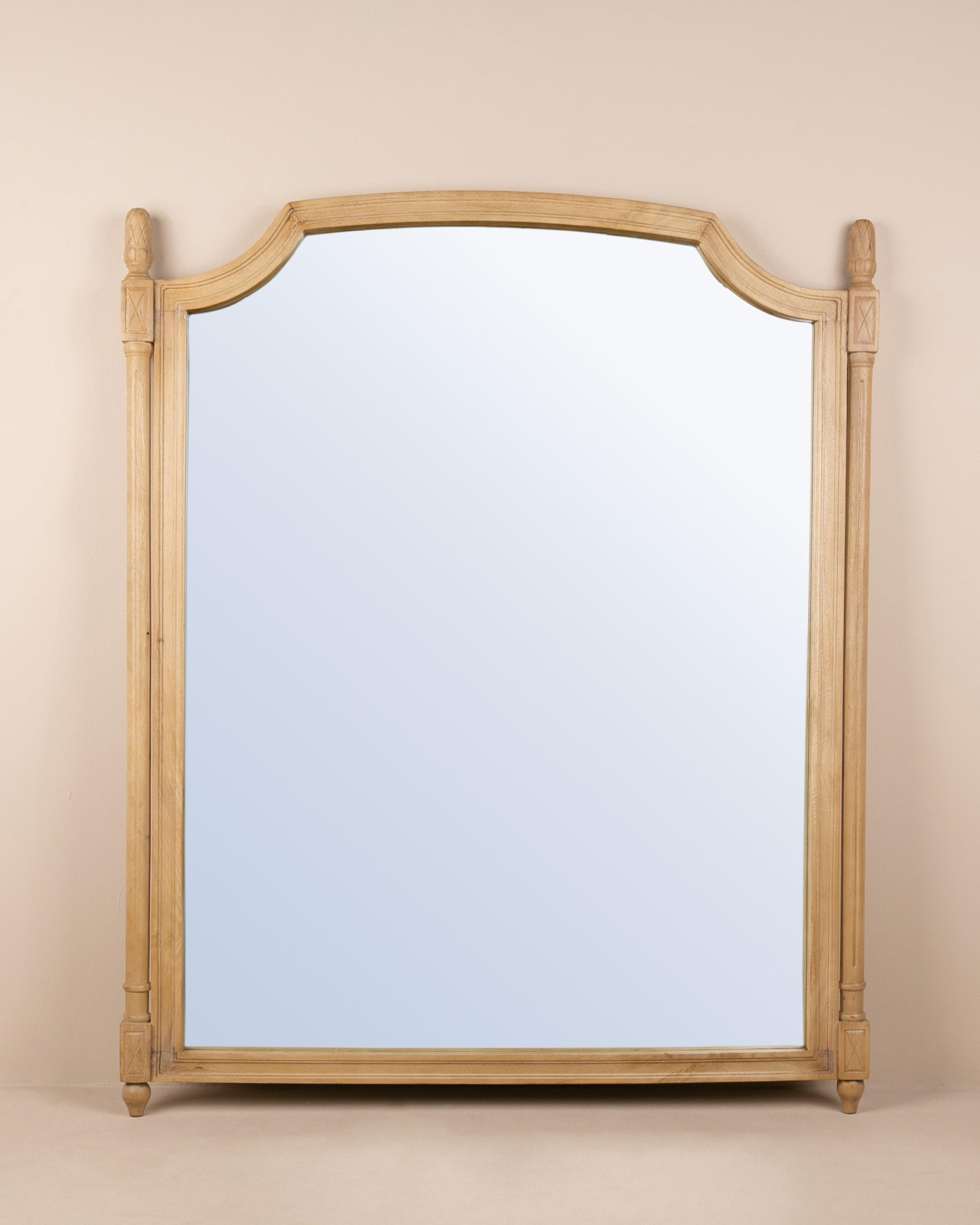 Carved Four Poster Mantel Mirror -  Tan